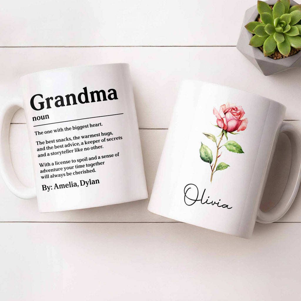 Personalized Birth Month Flower Mug Custom Gift for Grandma Edge-to-edge Mug GradoCreations