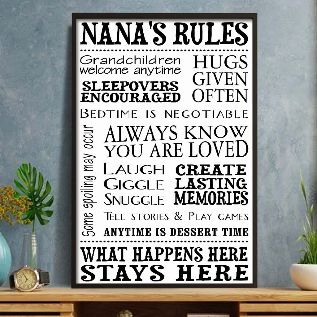 Personalized Family Rules Poster Custom Gift for Grandma Poster GradoCreations