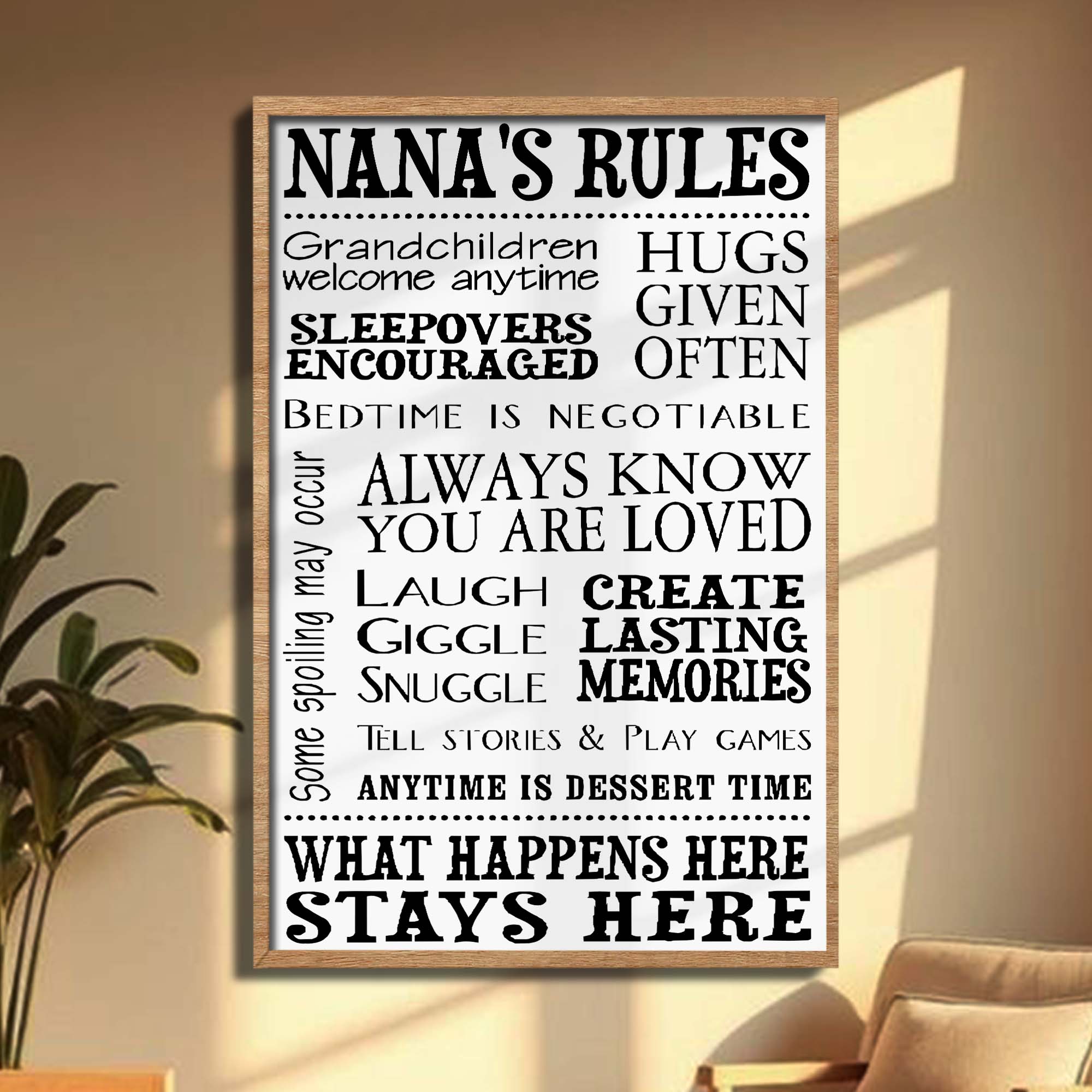 Personalized Family Rules Poster Custom Gift for Grandma Poster GradoCreations
