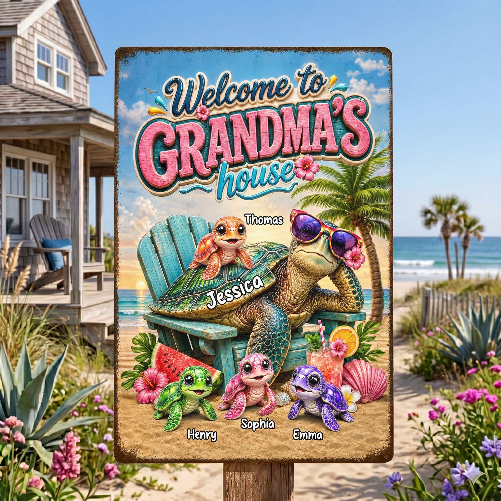 Personalized Metal Sign Welcome To Grandma's House Gift Metal Sign GradoCreations