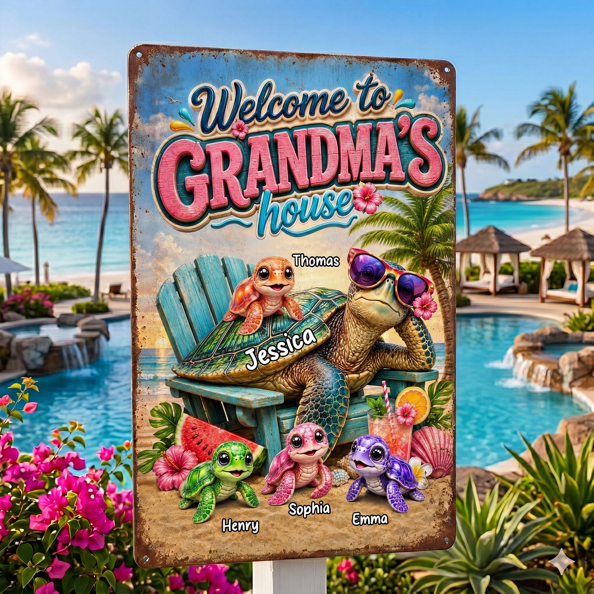 Personalized Metal Sign Welcome To Grandma's House Gift Metal Sign GradoCreations