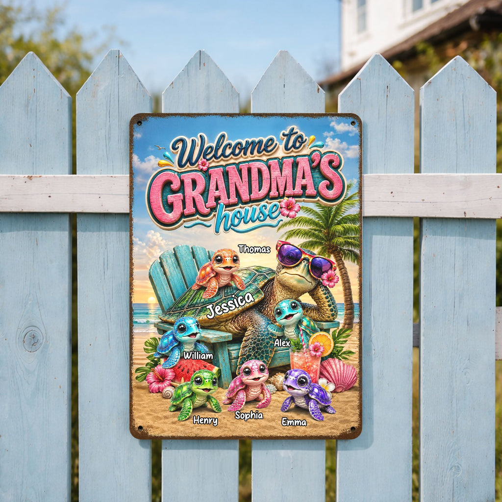 Personalized Metal Sign Welcome To Grandma's House Gift Metal Sign GradoCreations