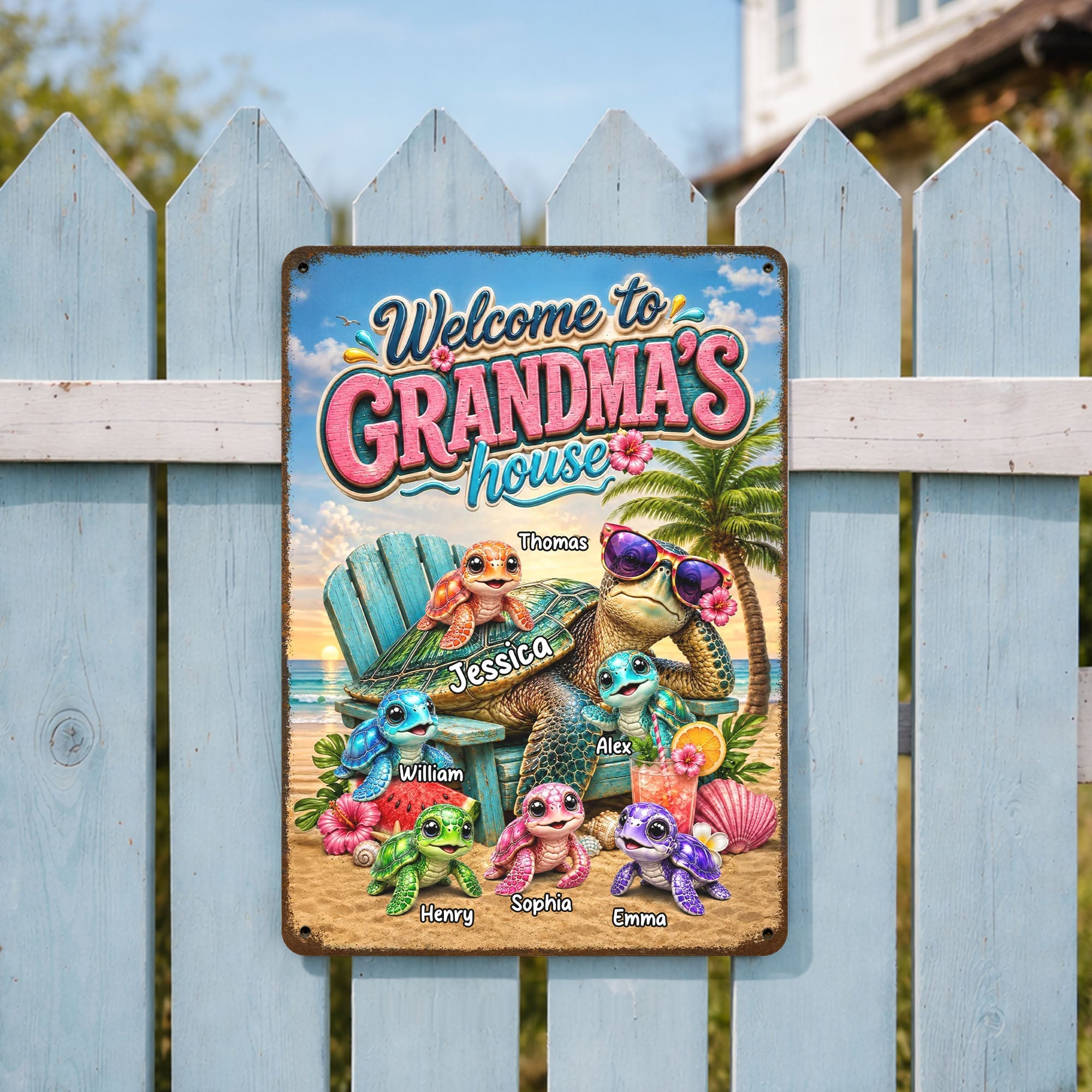 Personalized Metal Sign Welcome To Grandma's House Gift Metal Sign GradoCreations