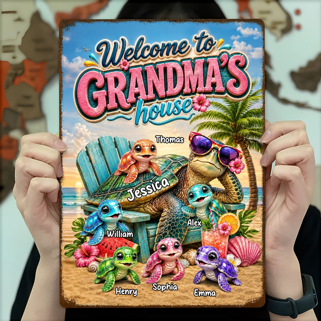 Personalized Metal Sign Welcome To Grandma's House Gift Metal Sign GradoCreations