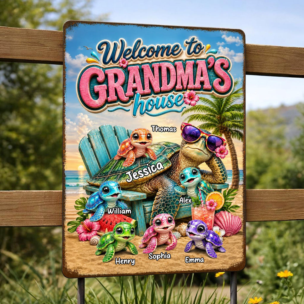 Personalized Metal Sign Welcome To Grandma's House Gift Metal Sign GradoCreations