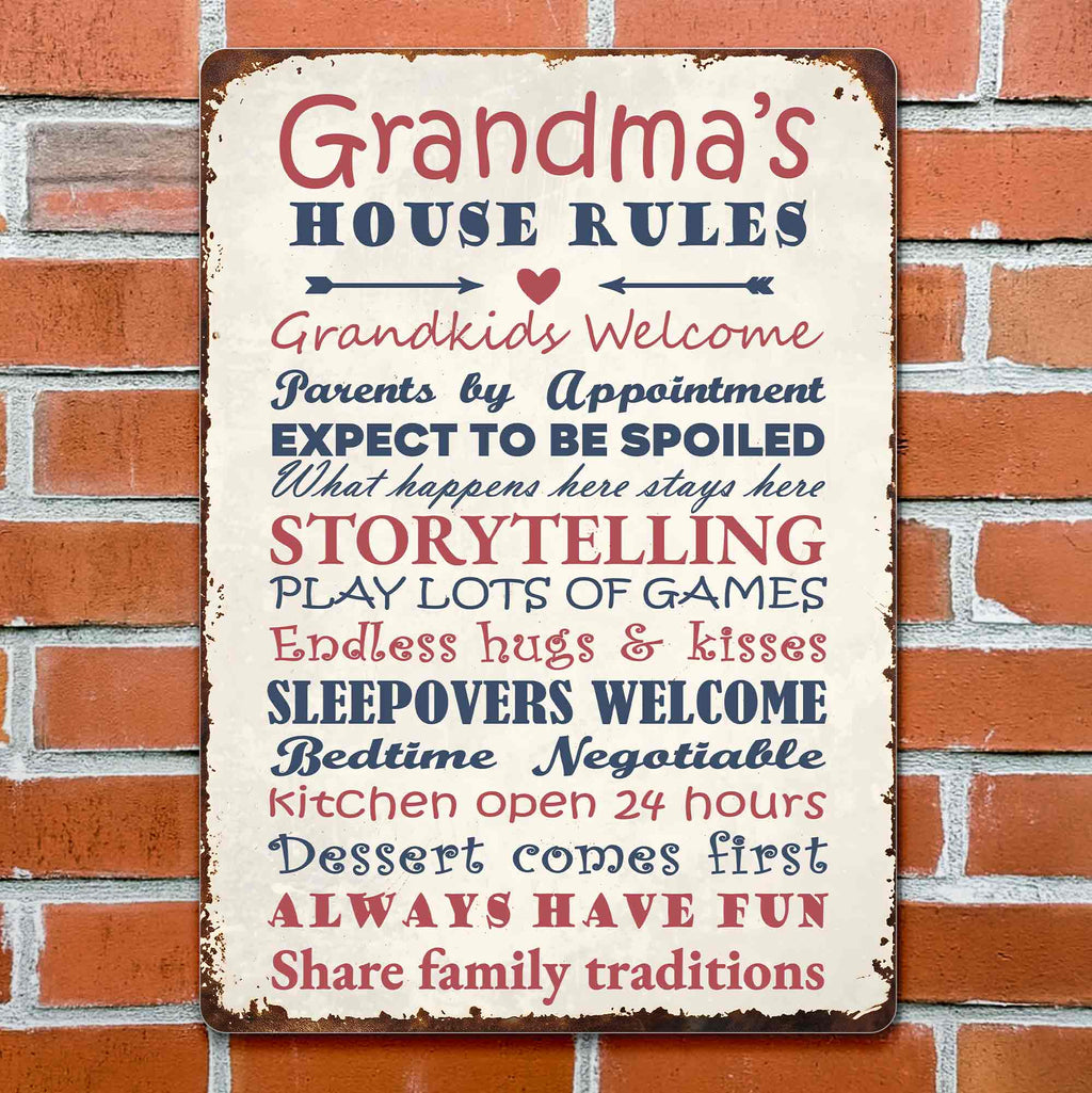 Personalized Metal Sign for Grandma Custom Family Rules Decor Metal Sign GradoCreations