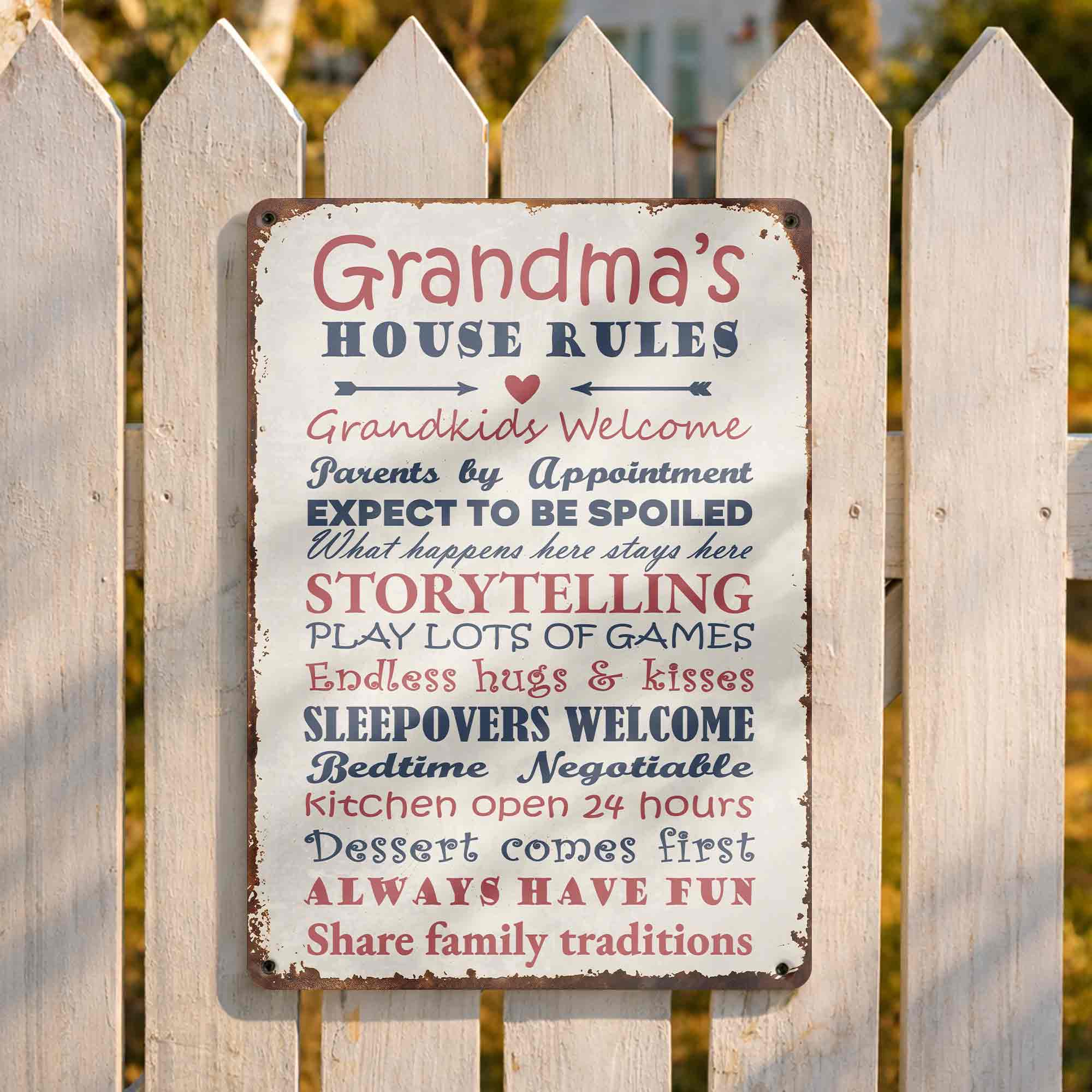 Personalized Metal Sign for Grandma Custom Family Rules Decor Metal Sign GradoCreations