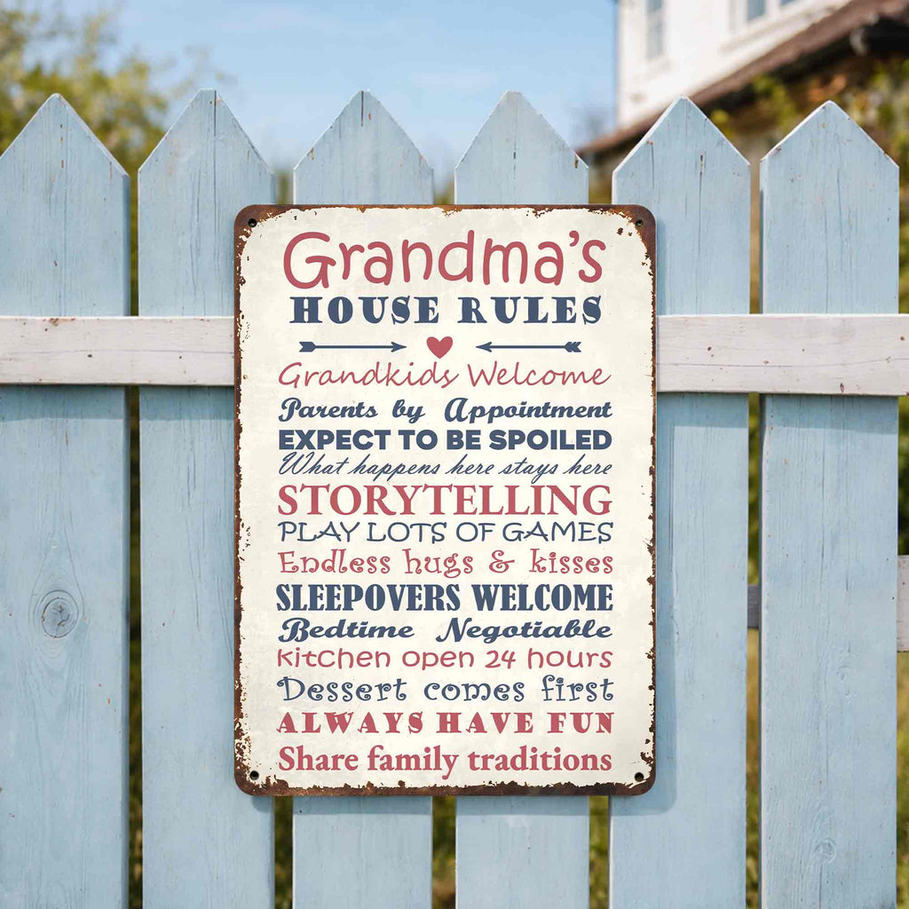 Personalized Metal Sign for Grandma Custom Family Rules Decor Metal Sign GradoCreations