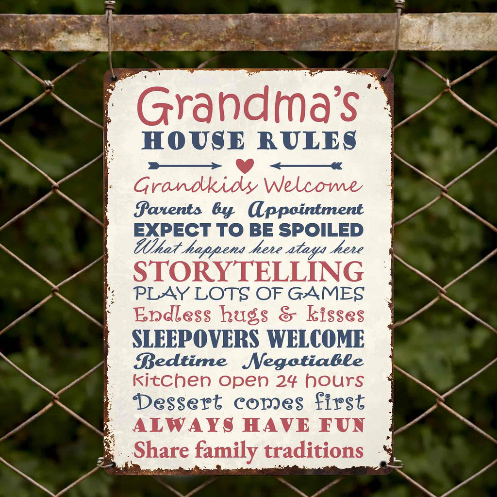 Personalized Metal Sign for Grandma Custom Family Rules Decor Metal Sign GradoCreations