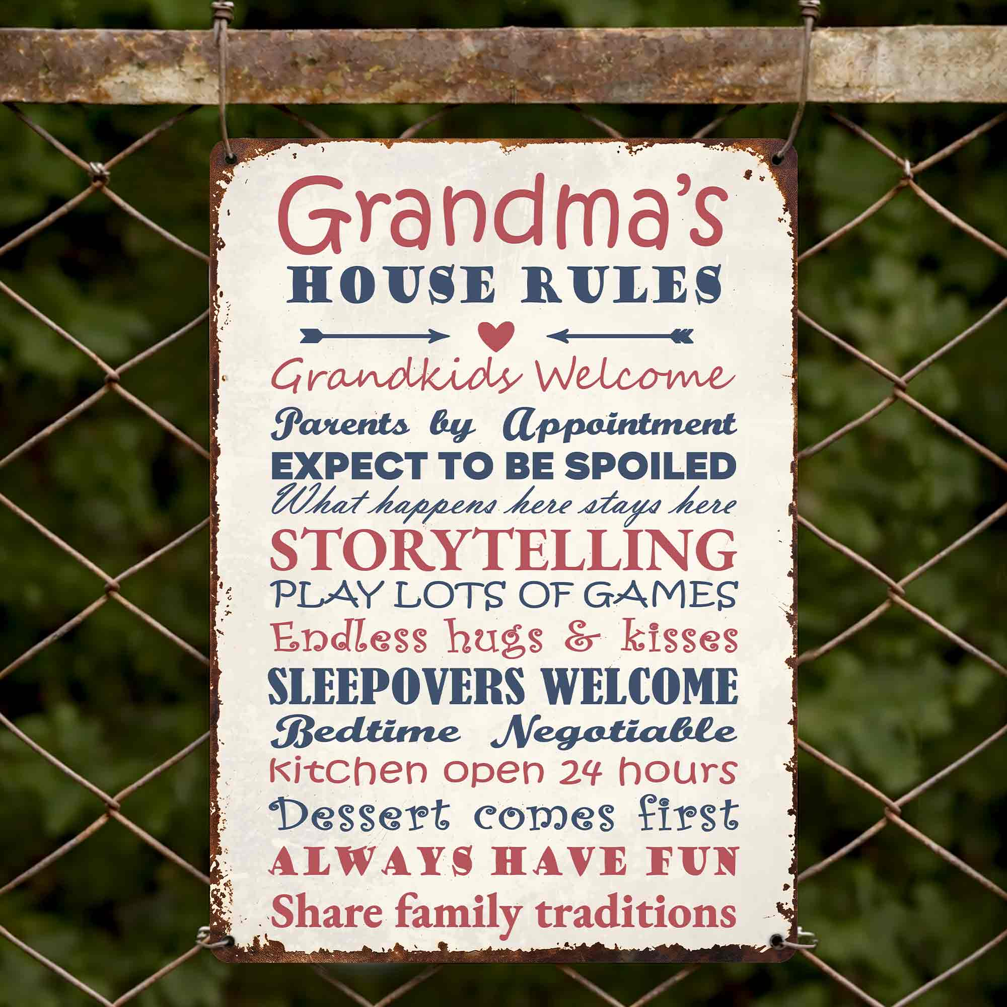 Personalized Metal Sign for Grandma Custom Family Rules Decor Metal Sign GradoCreations
