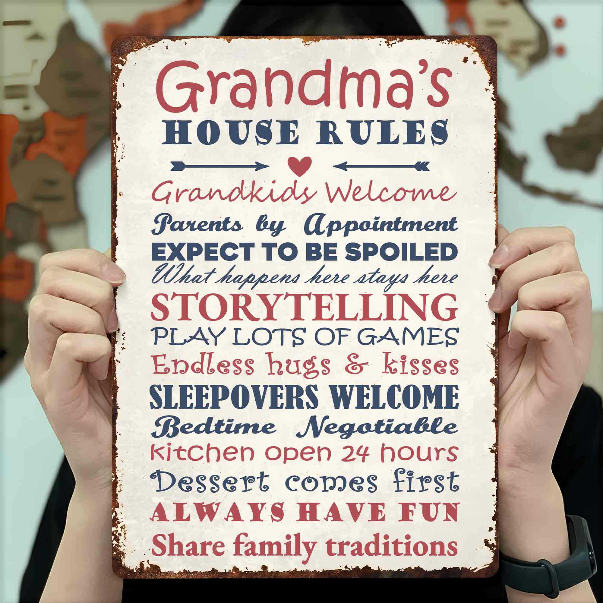 Personalized Metal Sign for Grandma Custom Family Rules Decor Metal Sign GradoCreations