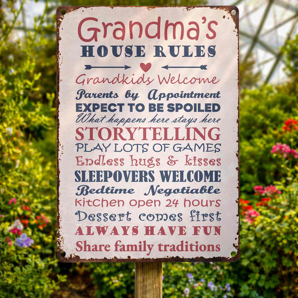 Personalized Metal Sign for Grandma Custom Family Rules Decor Metal Sign GradoCreations