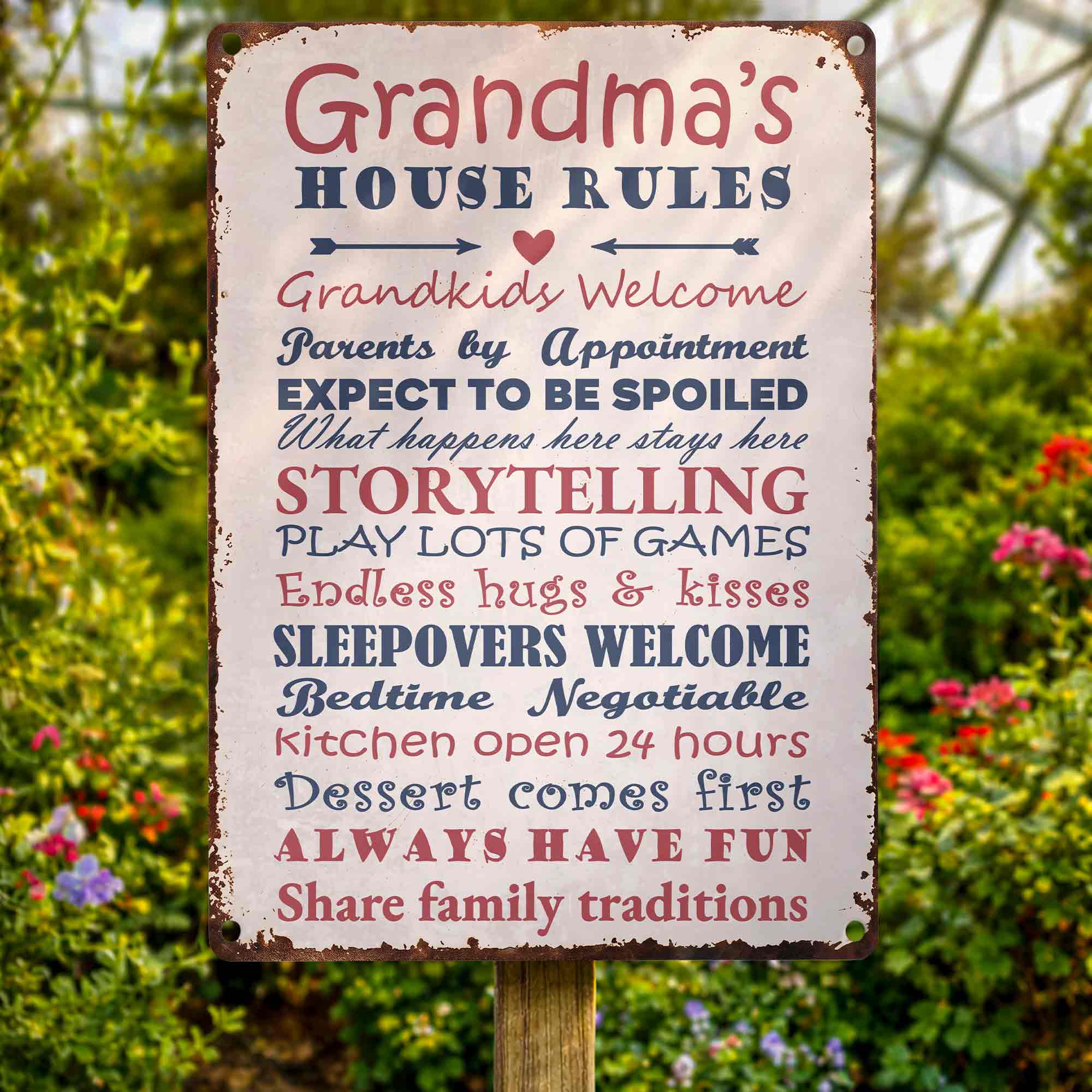 Personalized Metal Sign for Grandma Custom Family Rules Decor Metal Sign GradoCreations