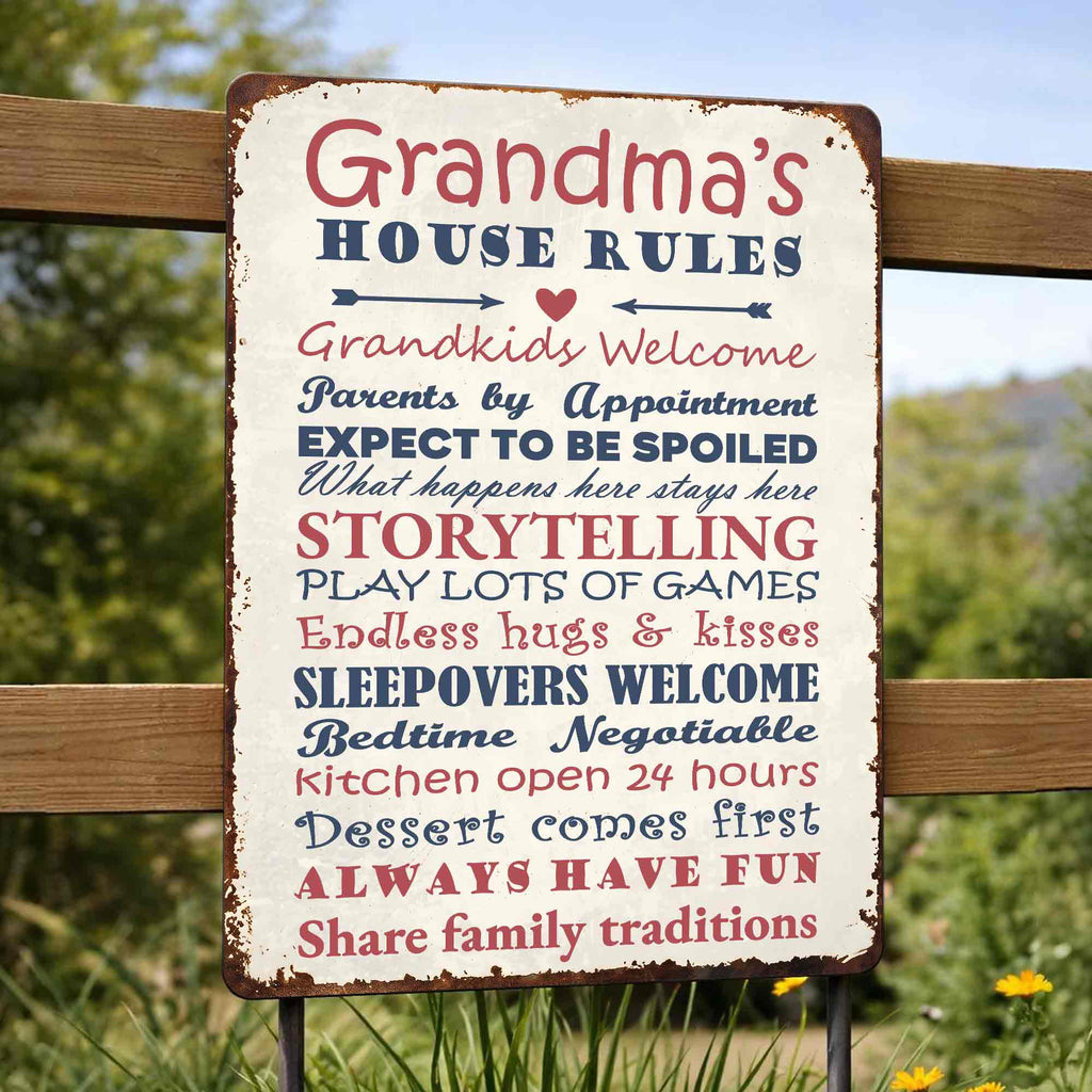 Personalized Metal Sign for Grandma Custom Family Rules Decor Metal Sign GradoCreations