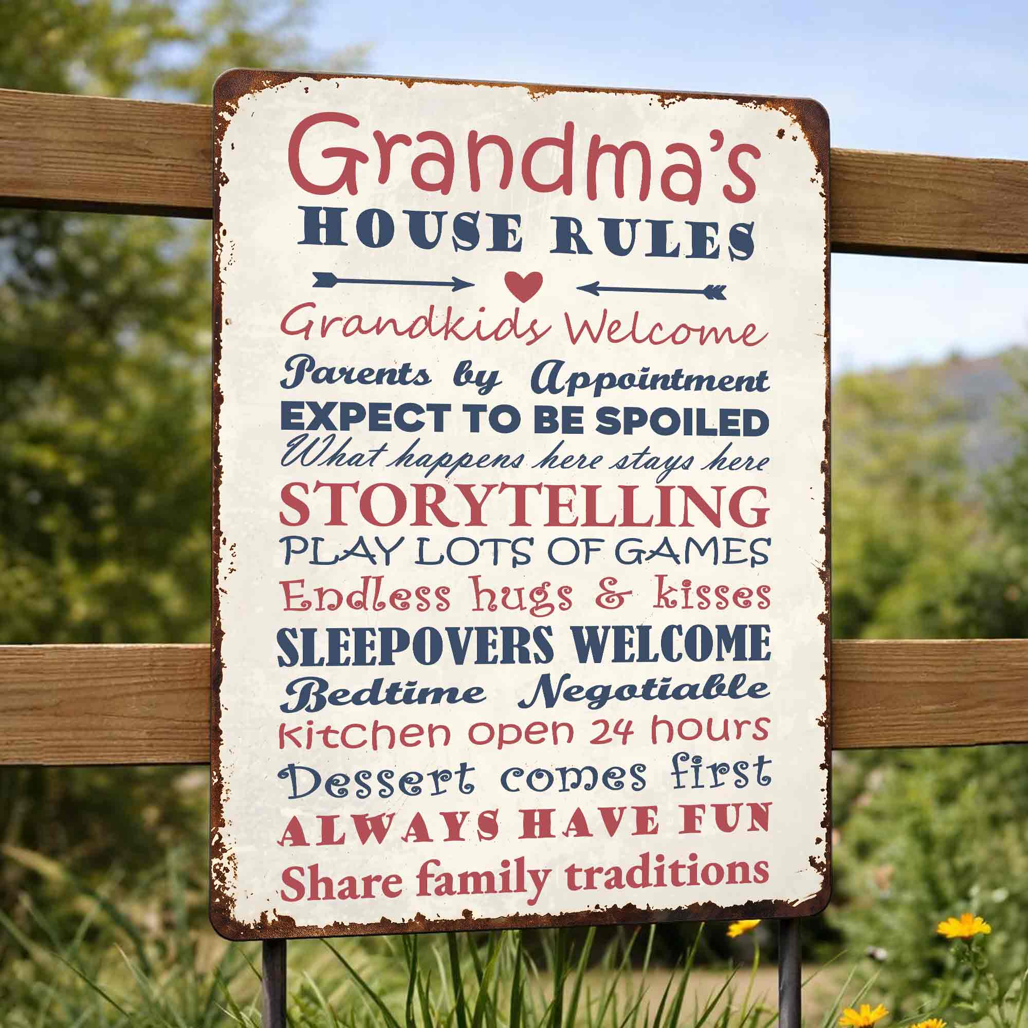 Personalized Metal Sign for Grandma Custom Family Rules Decor Metal Sign GradoCreations