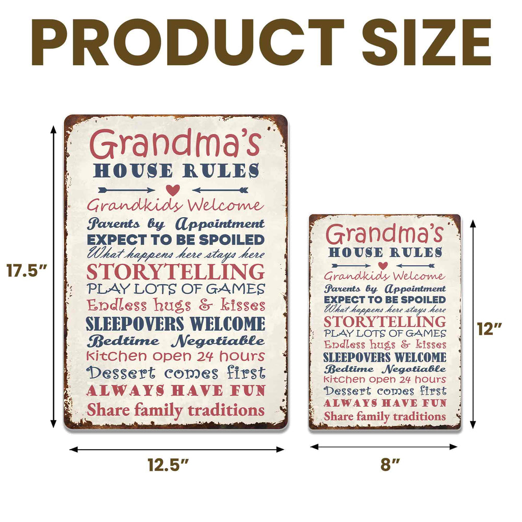 Personalized Metal Sign for Grandma Custom Family Rules Decor Metal Sign GradoCreations