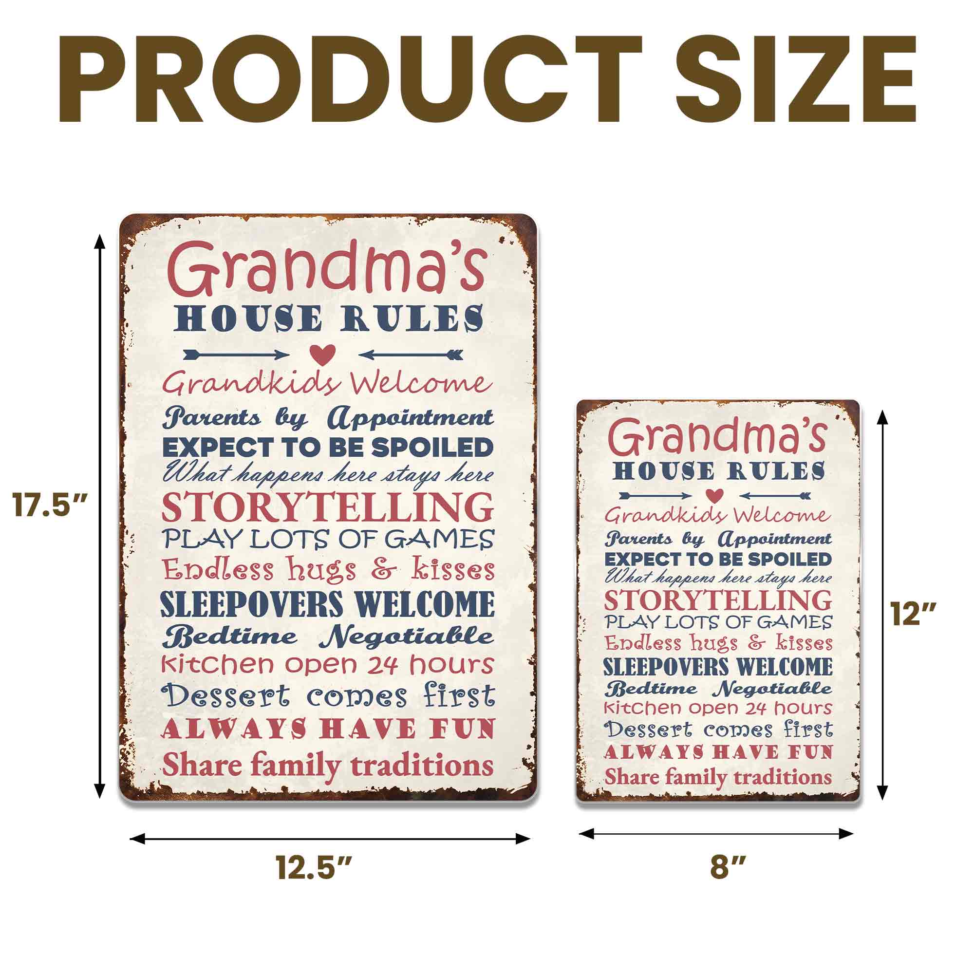 Personalized Metal Sign for Grandma Custom Family Rules Decor Metal Sign GradoCreations