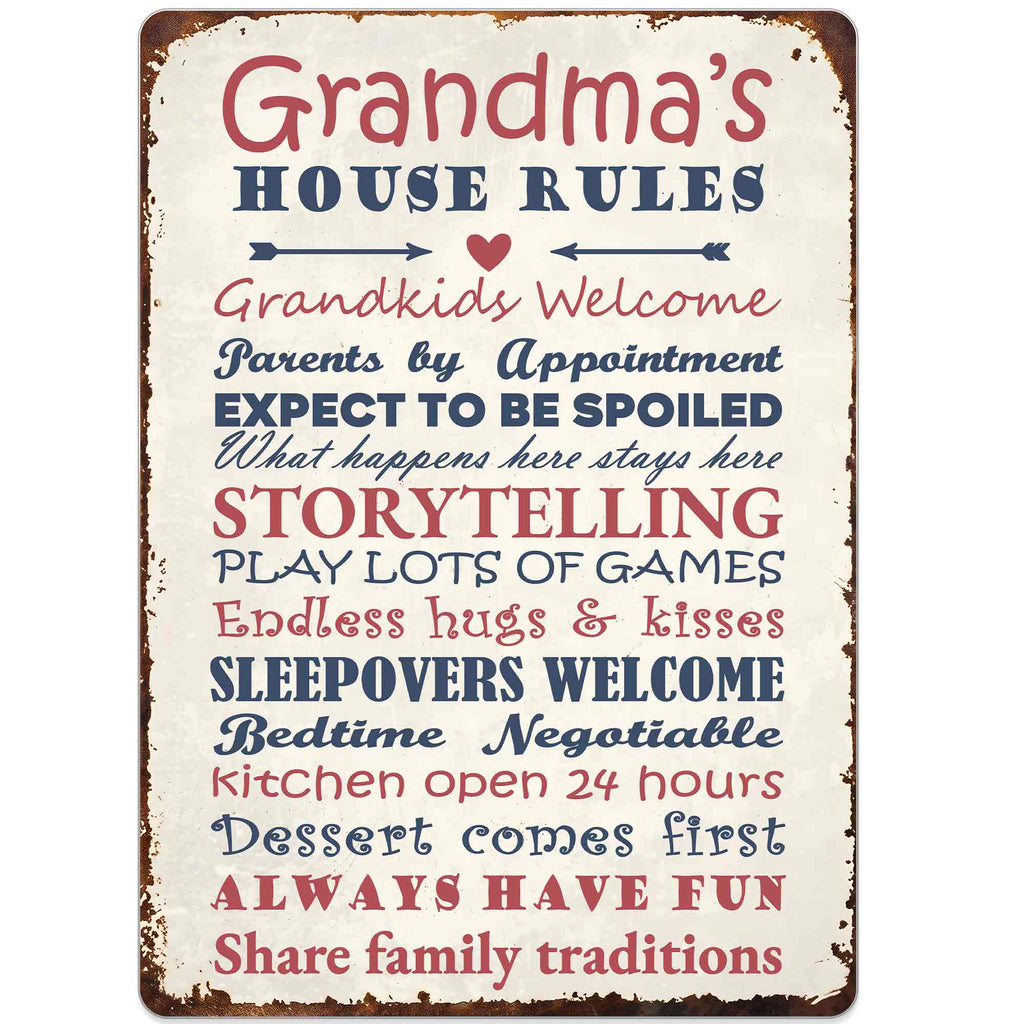 Personalized Metal Sign for Grandma Custom Family Rules Decor Metal Sign GradoCreations