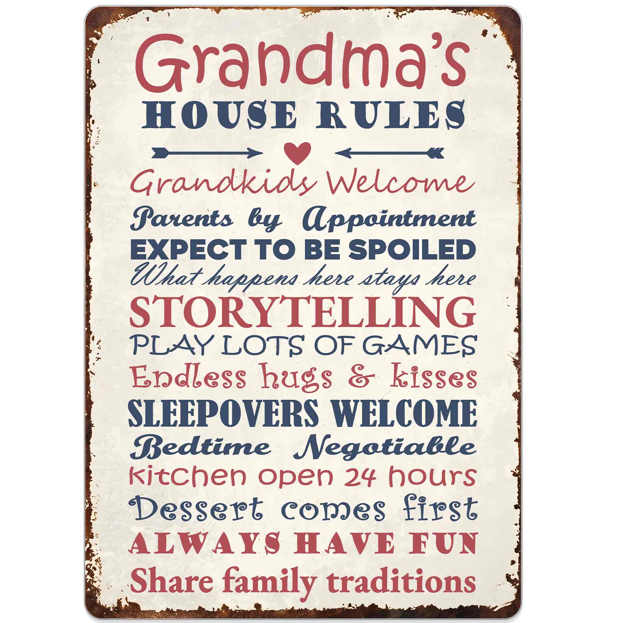 Personalized Metal Sign for Grandma Custom Family Rules Decor Metal Sign GradoCreations