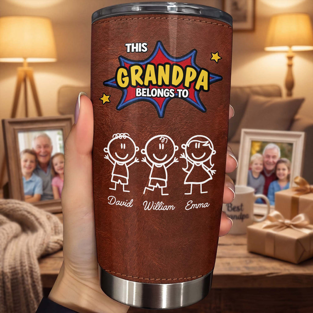 Personalized Stainless Steel Tumbler Custom Kid Art Gift for Grandpa Tumbler GradoCreations
