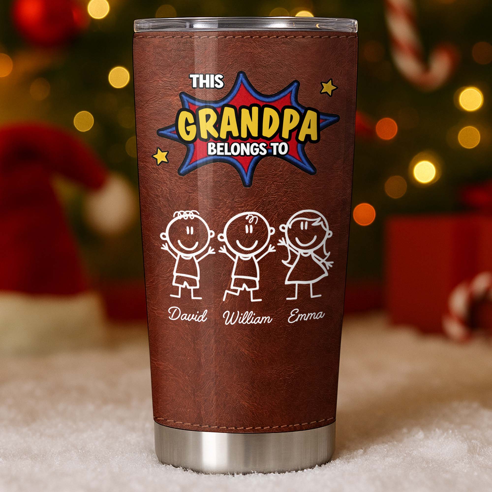 Personalized Stainless Steel Tumbler Custom Kid Art Gift for Grandpa Tumbler GradoCreations