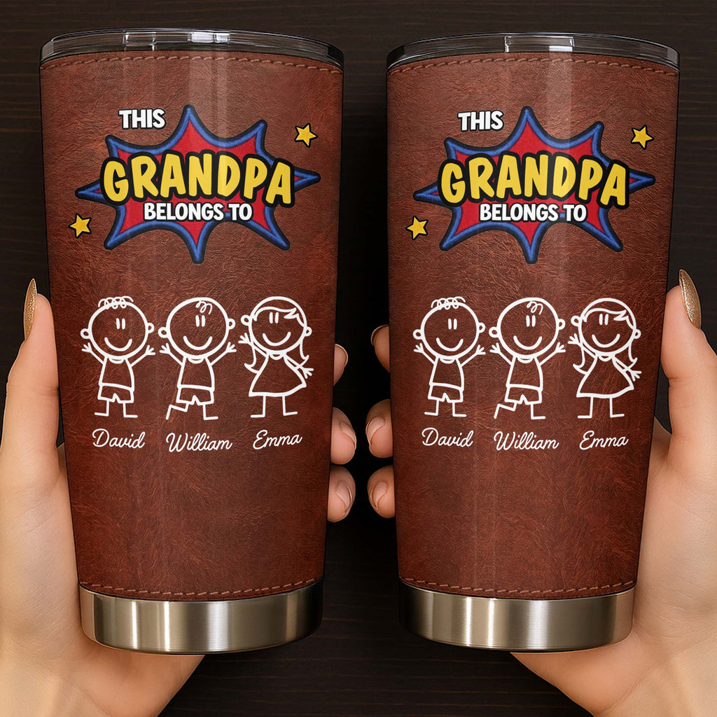 Personalized Stainless Steel Tumbler Custom Kid Art Gift for Grandpa Tumbler GradoCreations
