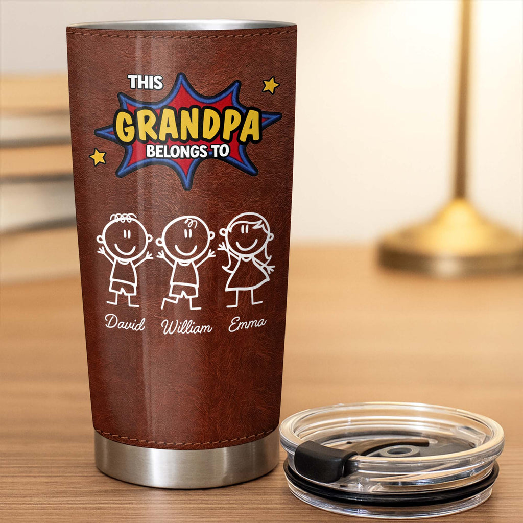 Personalized Stainless Steel Tumbler Custom Kid Art Gift for Grandpa Tumbler GradoCreations