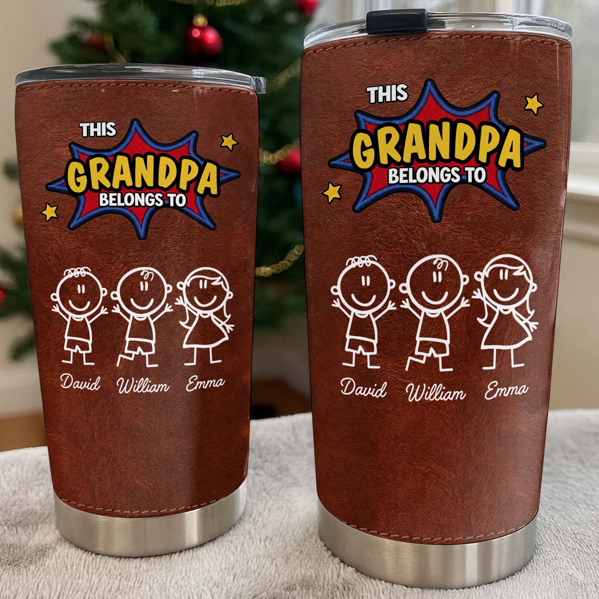 Personalized Stainless Steel Tumbler Custom Kid Art Gift for Grandpa Tumbler GradoCreations