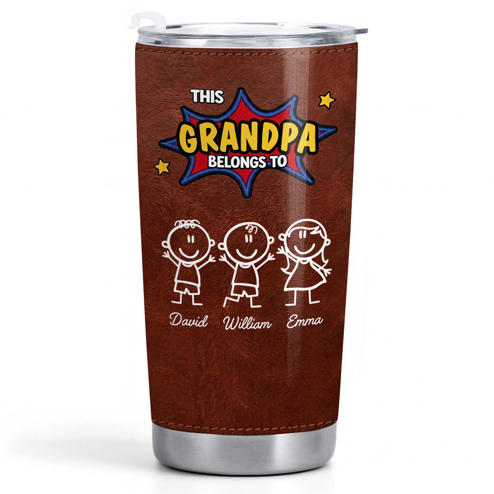 Personalized Stainless Steel Tumbler Custom Kid Art Gift for Grandpa Tumbler GradoCreations