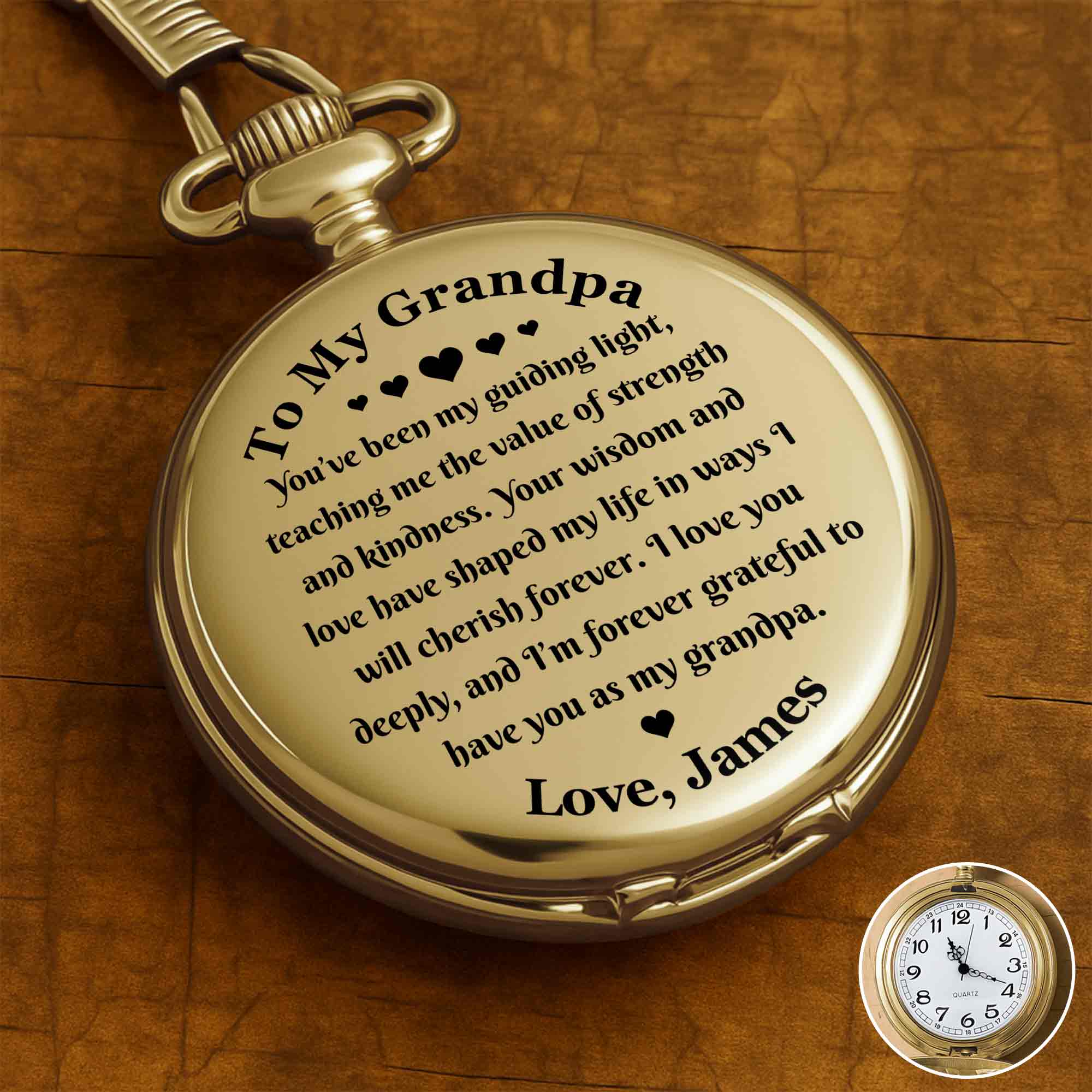 Personalized Custom Pocket Watch Engraved Gift for Grandpa Pocket Watch GradoCreations