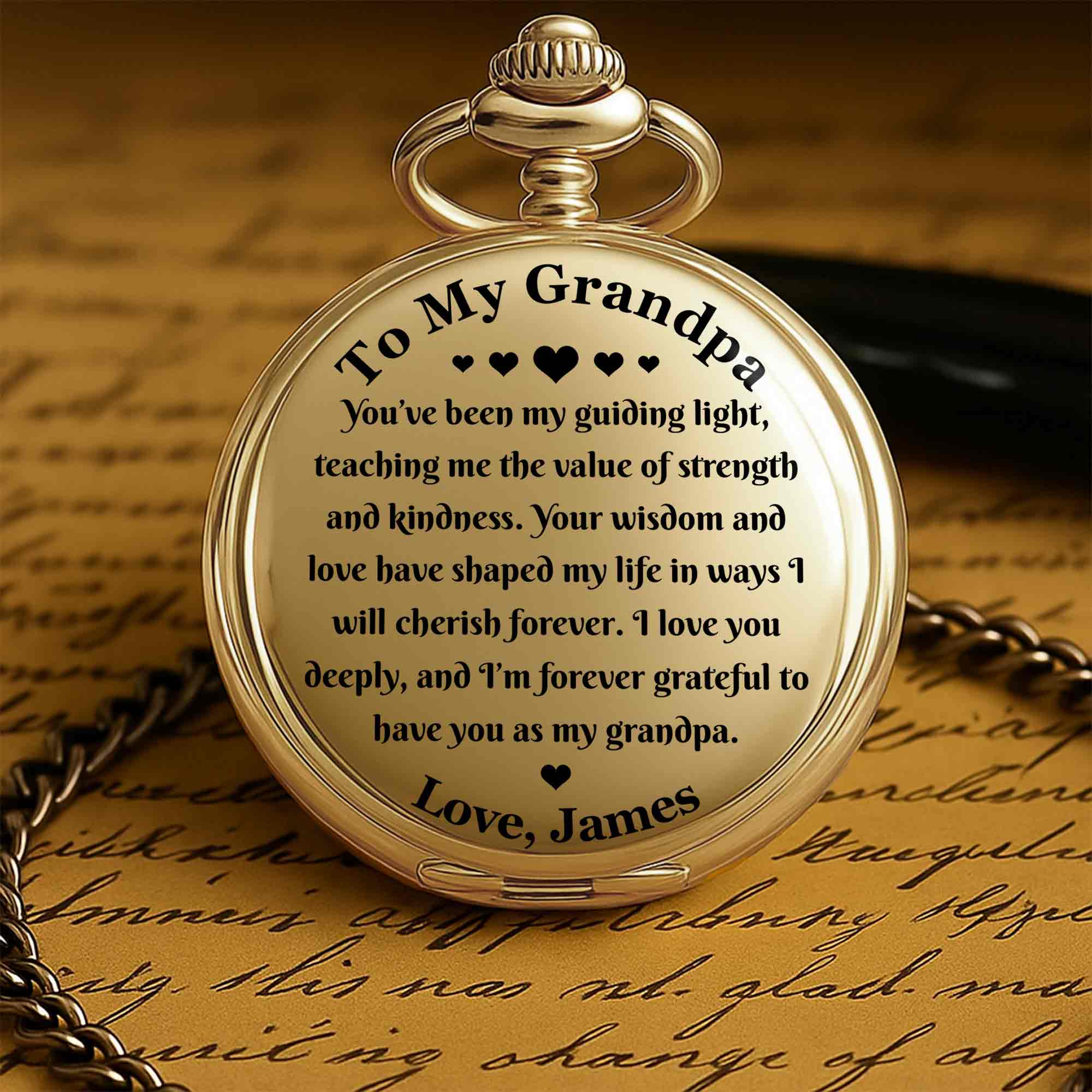 Personalized Custom Pocket Watch Engraved Gift for Grandpa Pocket Watch GradoCreations