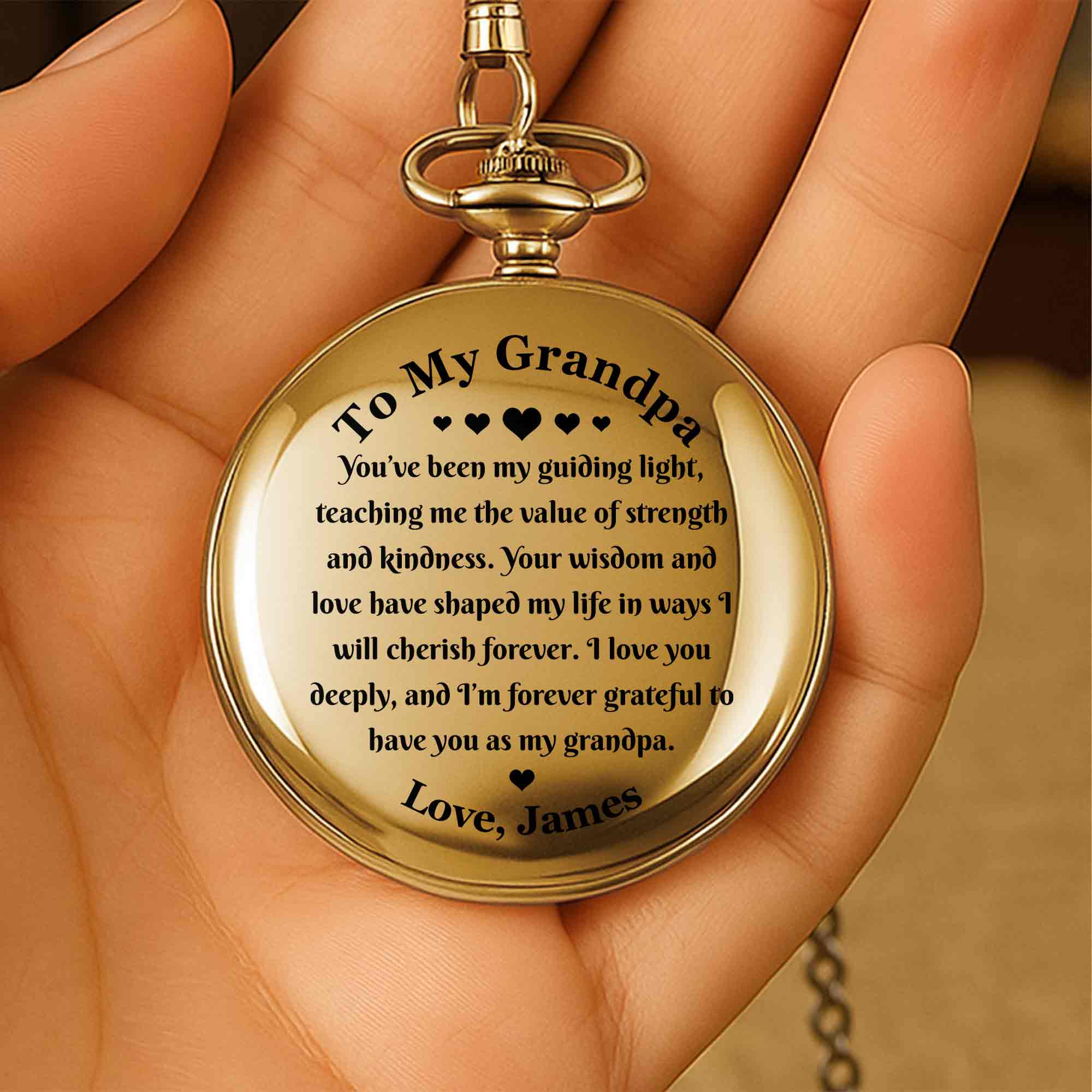 Personalized Custom Pocket Watch Engraved Gift for Grandpa Pocket Watch GradoCreations