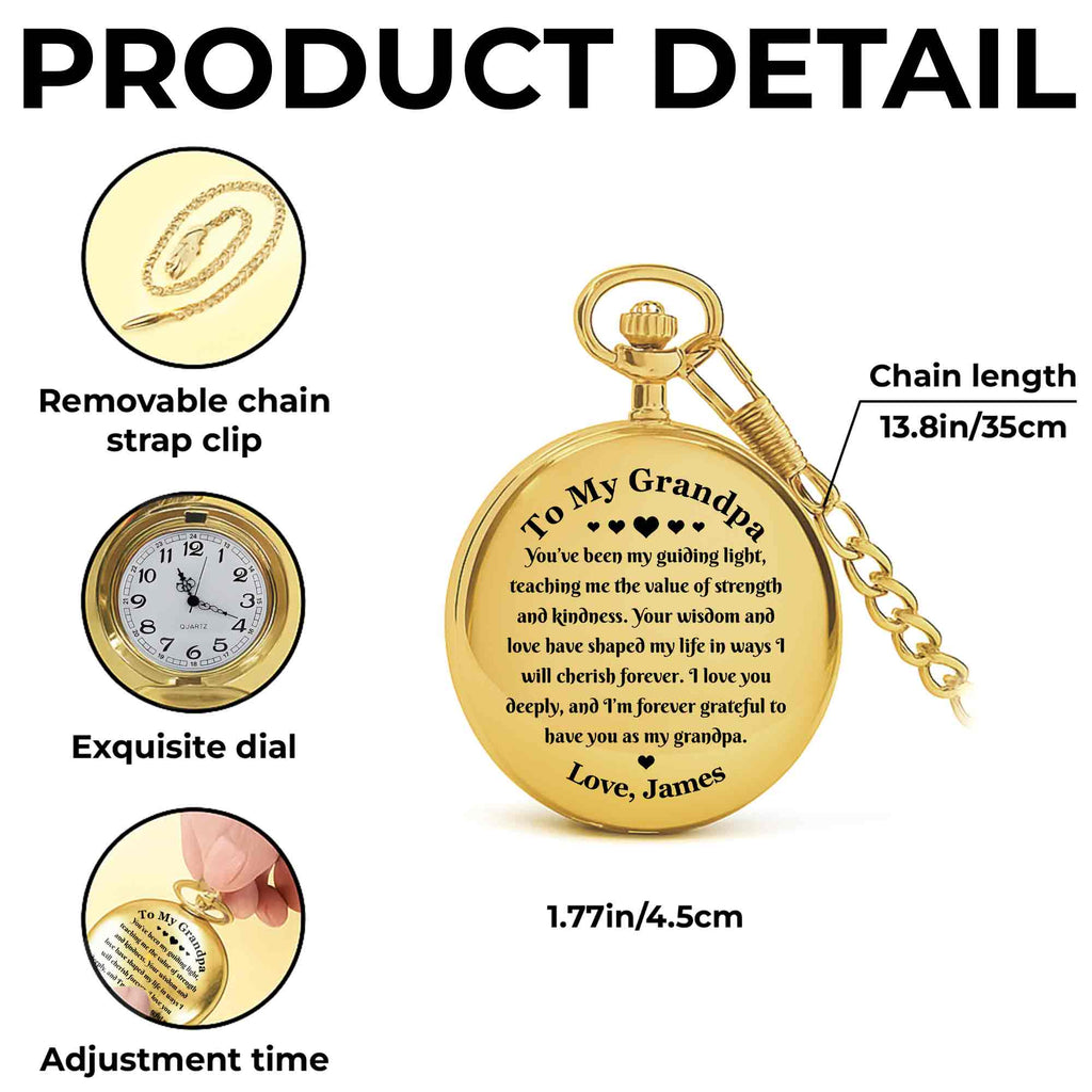 Personalized Custom Pocket Watch Engraved Gift for Grandpa Pocket Watch GradoCreations