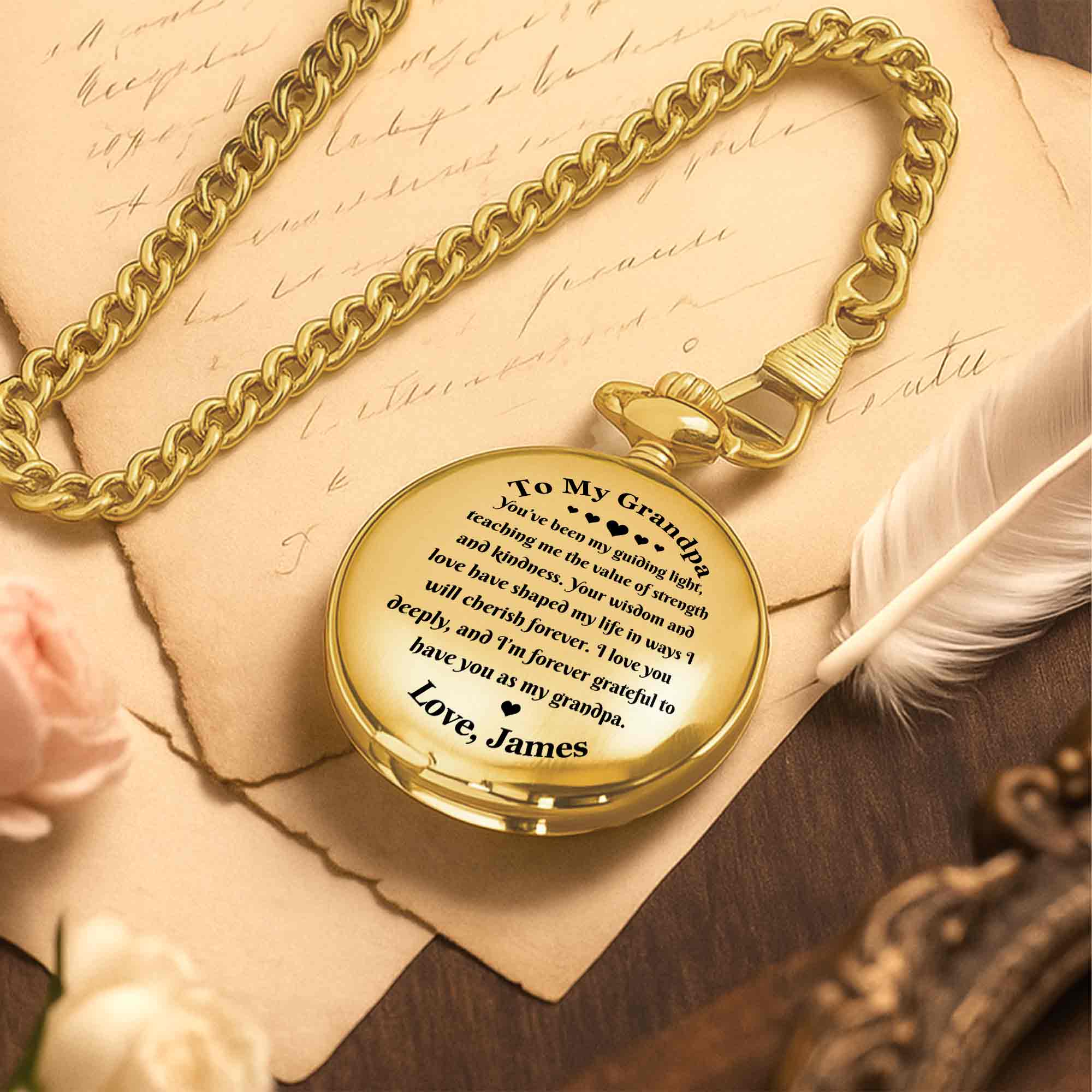 Personalized Custom Pocket Watch Engraved Gift for Grandpa Pocket Watch GradoCreations