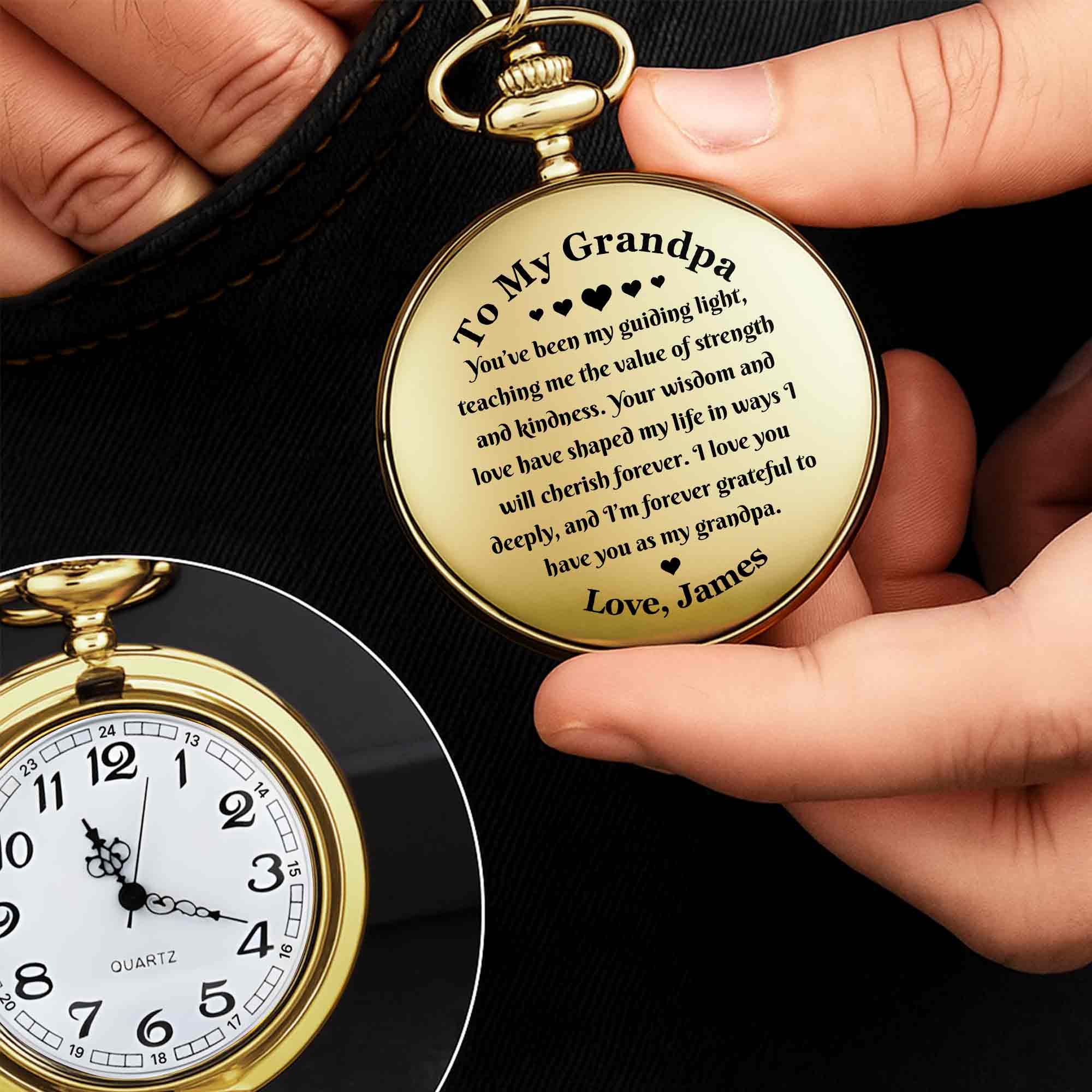 Personalized Custom Pocket Watch Engraved Gift for Grandpa Pocket Watch GradoCreations