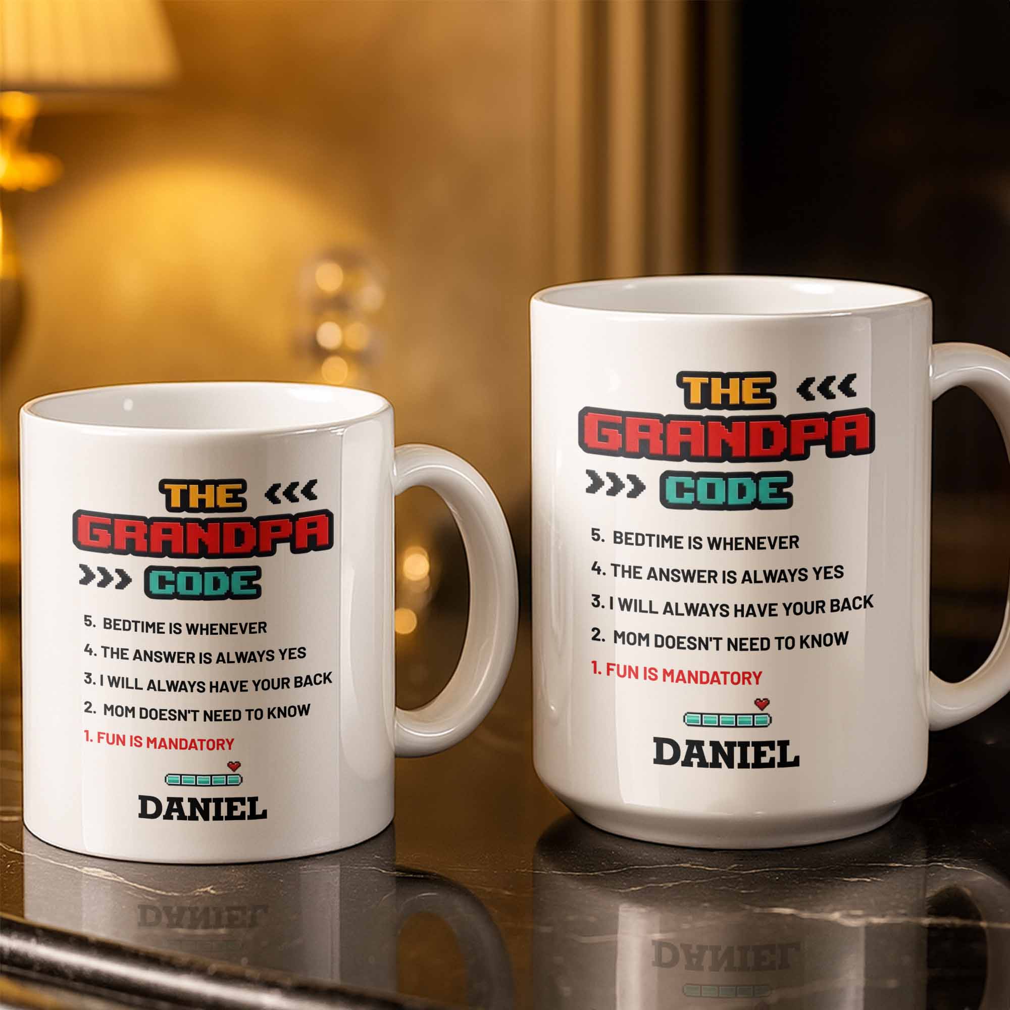 Personalized Grandpa Coffee Mug Video Game Loading Bar Gift Edge-to-edge Mug GradoCreations