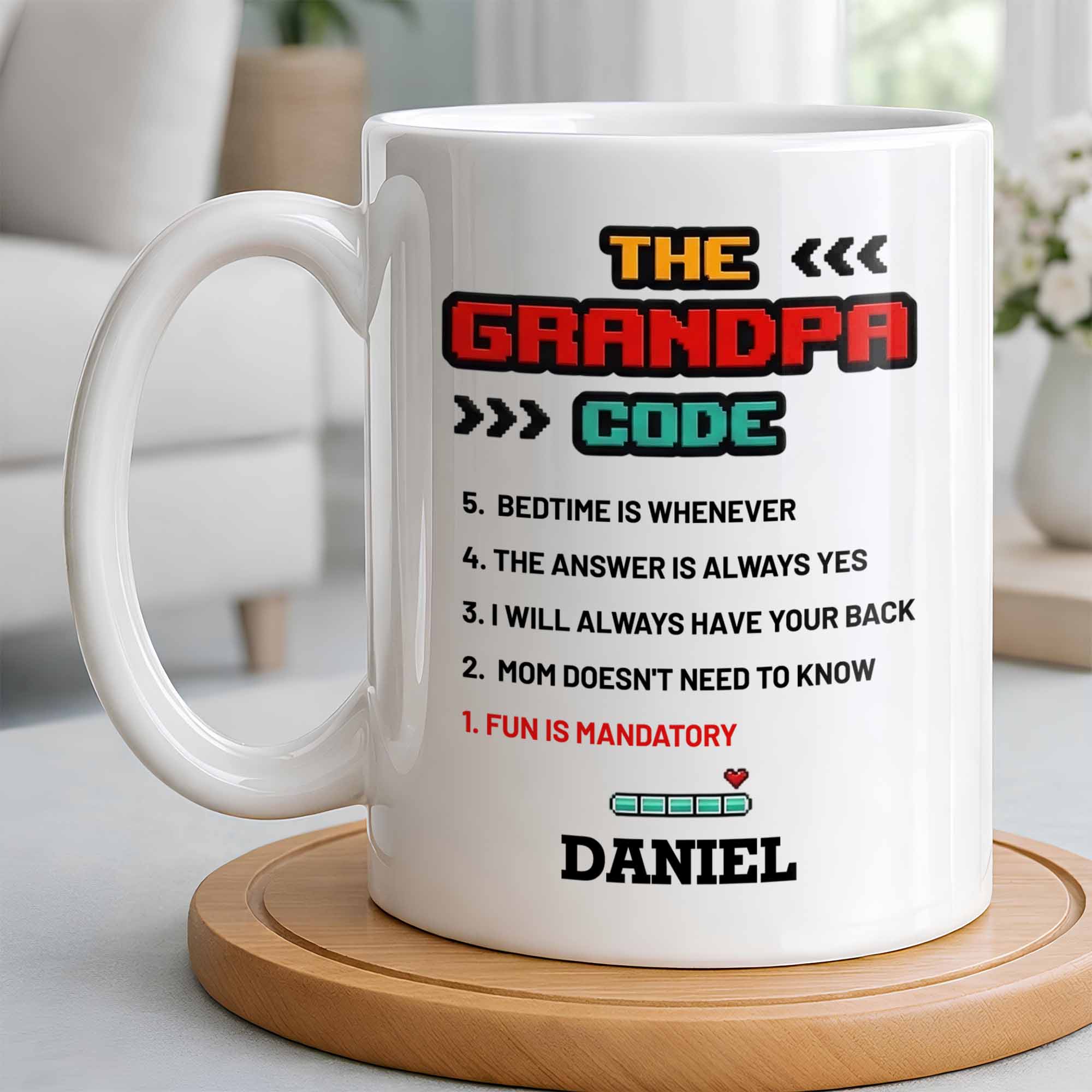 Personalized Grandpa Coffee Mug Video Game Loading Bar Gift Edge-to-edge Mug GradoCreations