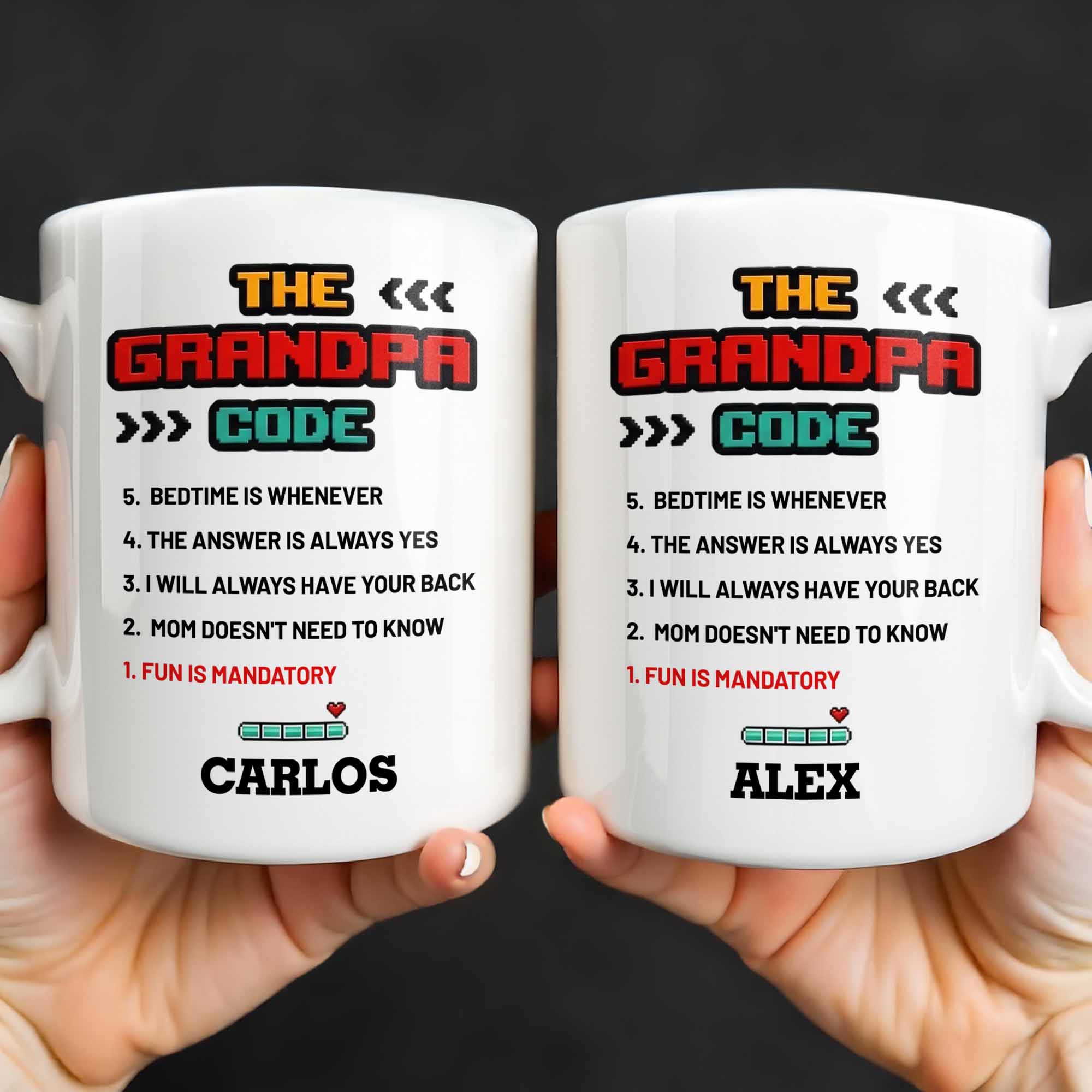 Personalized Grandpa Coffee Mug Video Game Loading Bar Gift Edge-to-edge Mug GradoCreations