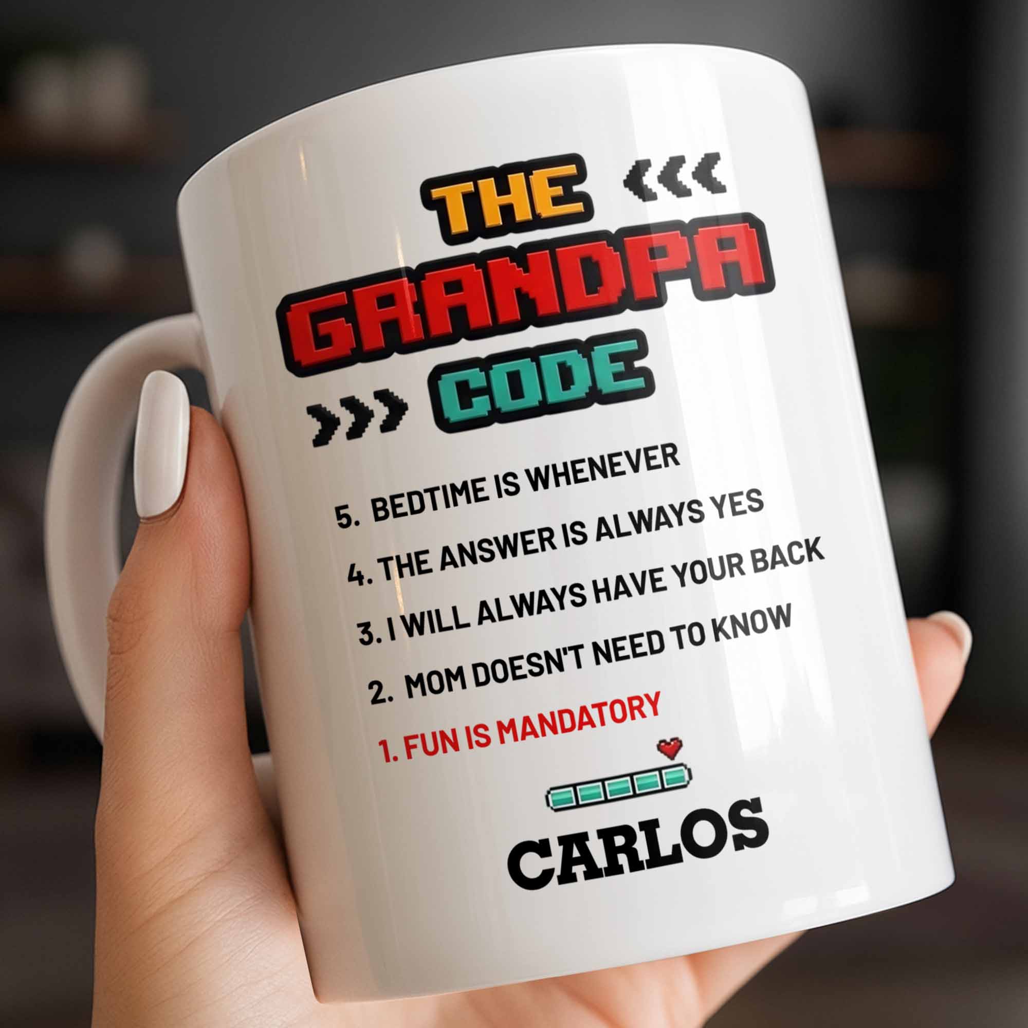 Personalized Grandpa Coffee Mug Video Game Loading Bar Gift Edge-to-edge Mug GradoCreations