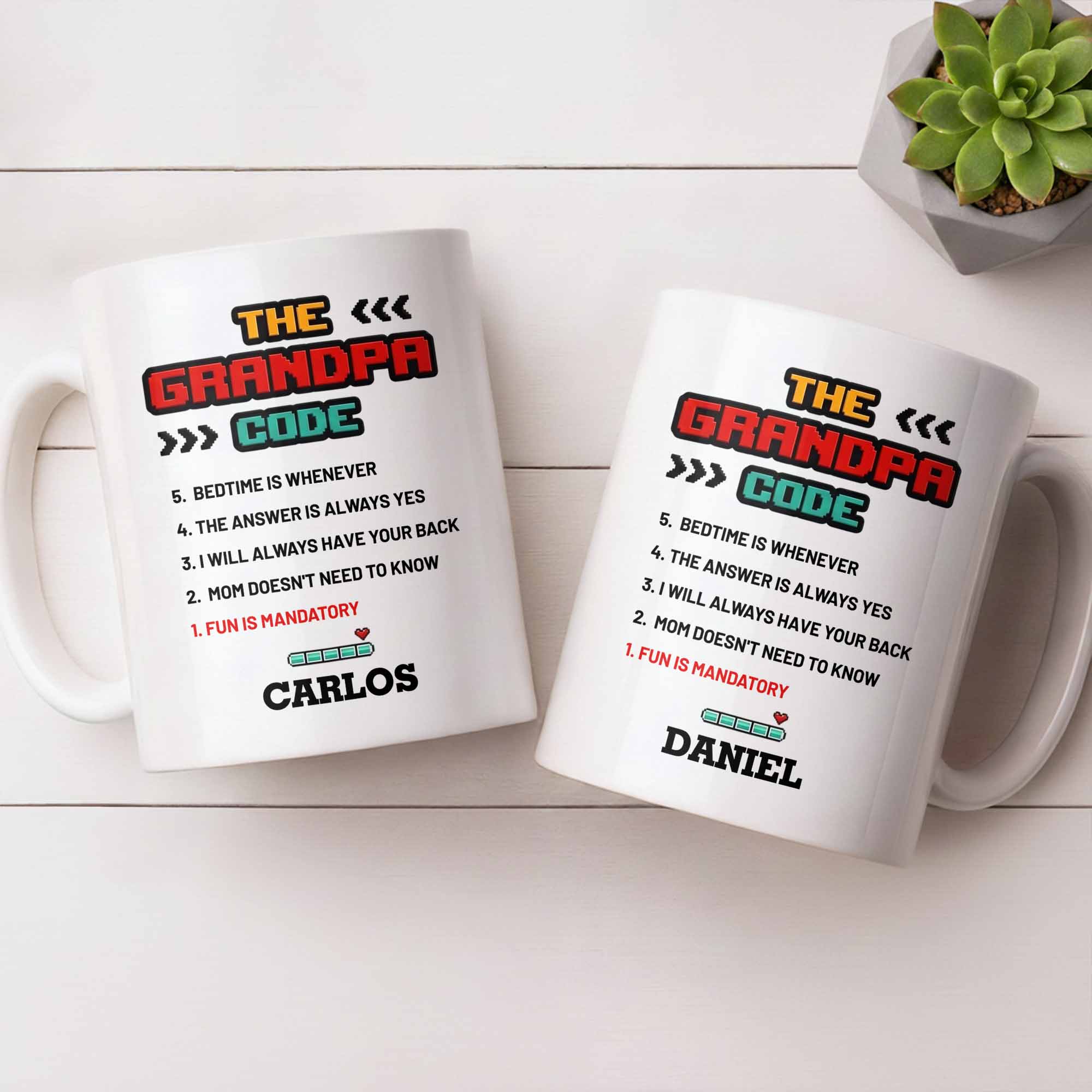 Personalized Grandpa Coffee Mug Video Game Loading Bar Gift Edge-to-edge Mug GradoCreations