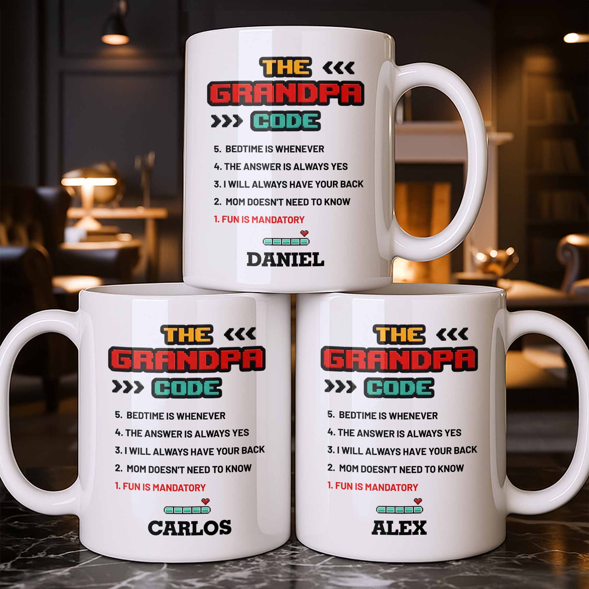 Personalized Grandpa Coffee Mug Video Game Loading Bar Gift Edge-to-edge Mug GradoCreations