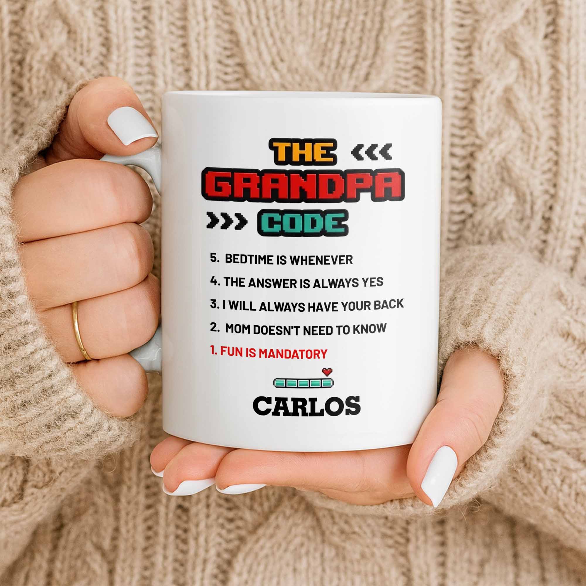 Personalized Grandpa Coffee Mug Video Game Loading Bar Gift Edge-to-edge Mug GradoCreations
