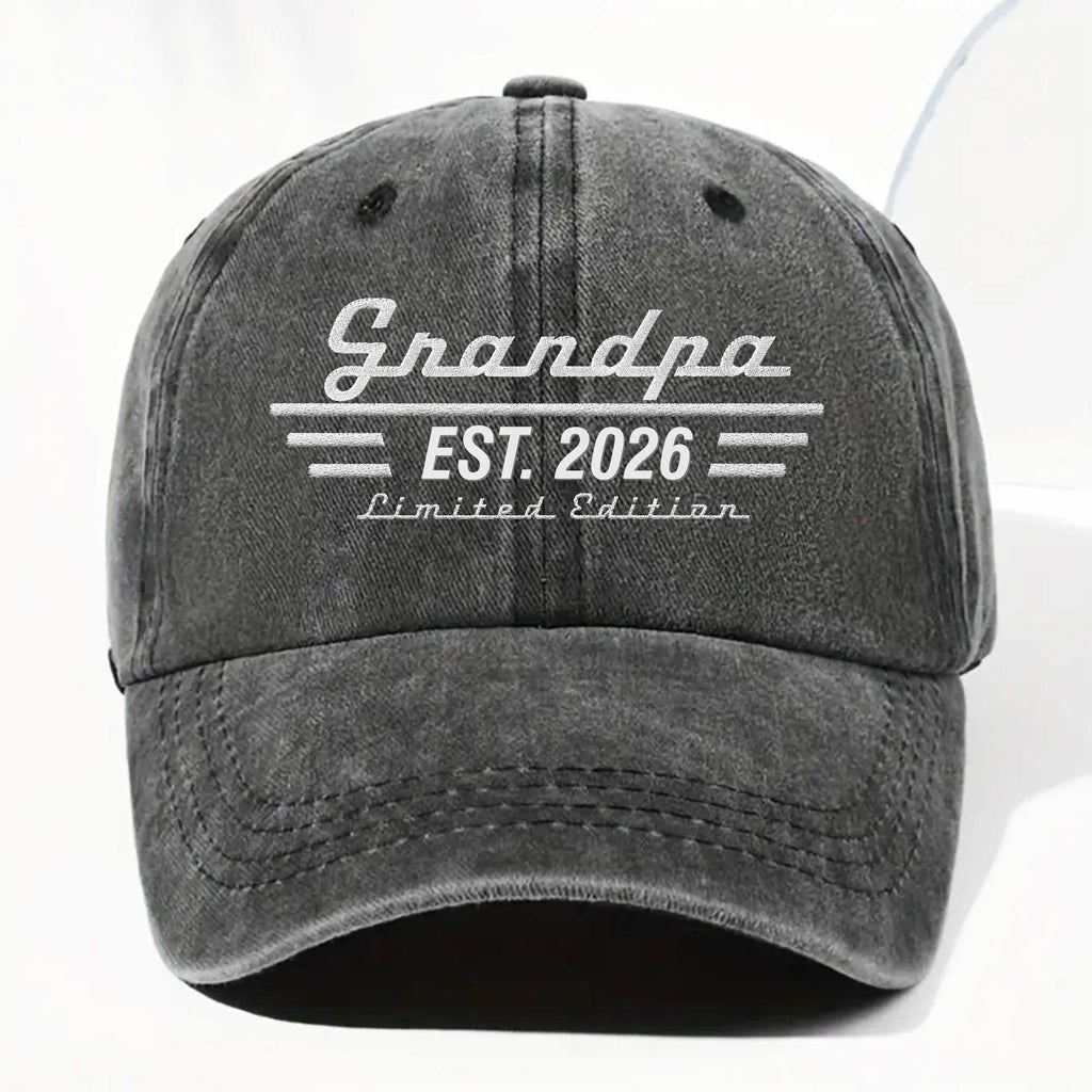 Personalized Washed Denim Cap Custom Year Gift for Grandpa Washed Denim Cap GradoCreations