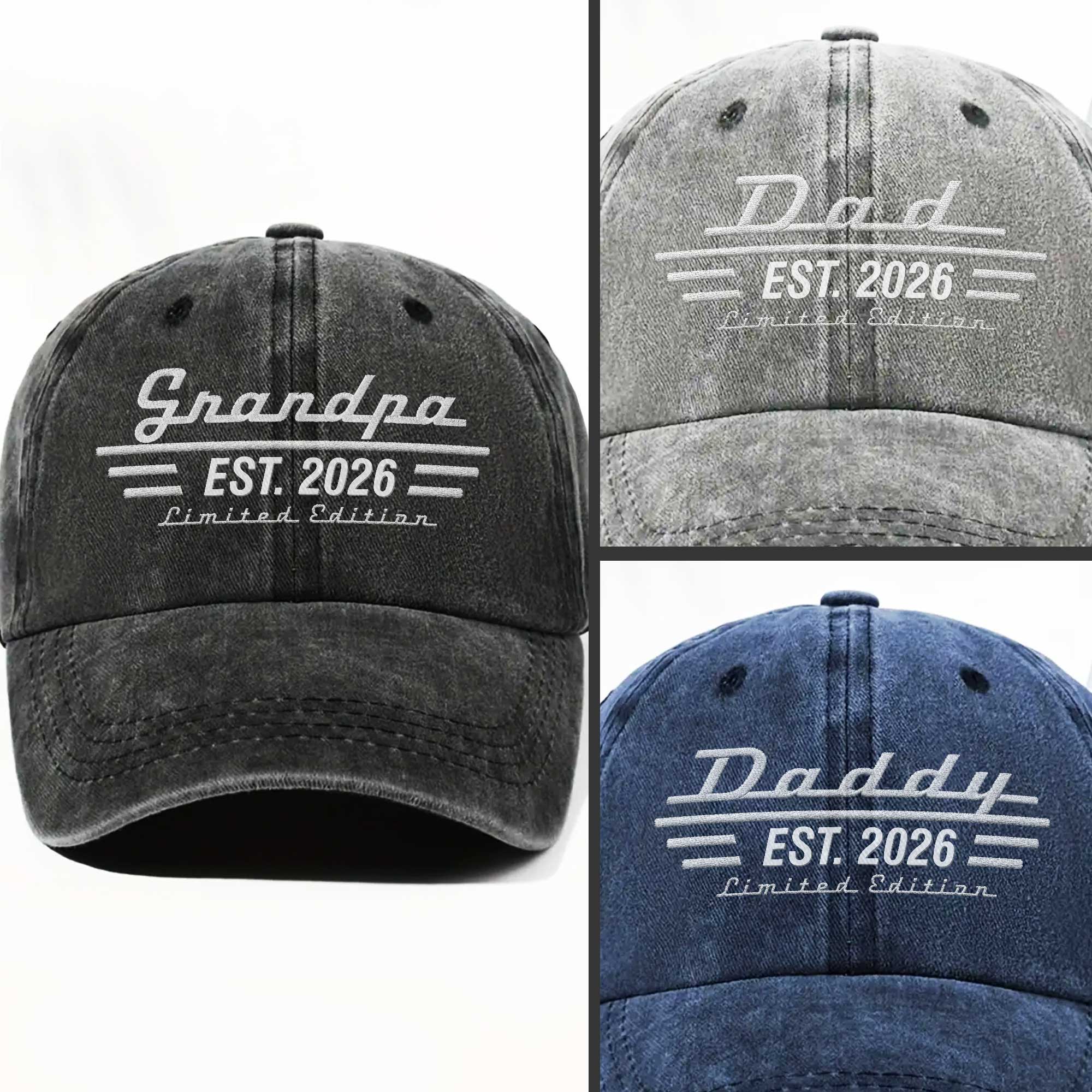 Personalized Washed Denim Cap Custom Year Gift for Grandpa Washed Denim Cap GradoCreations