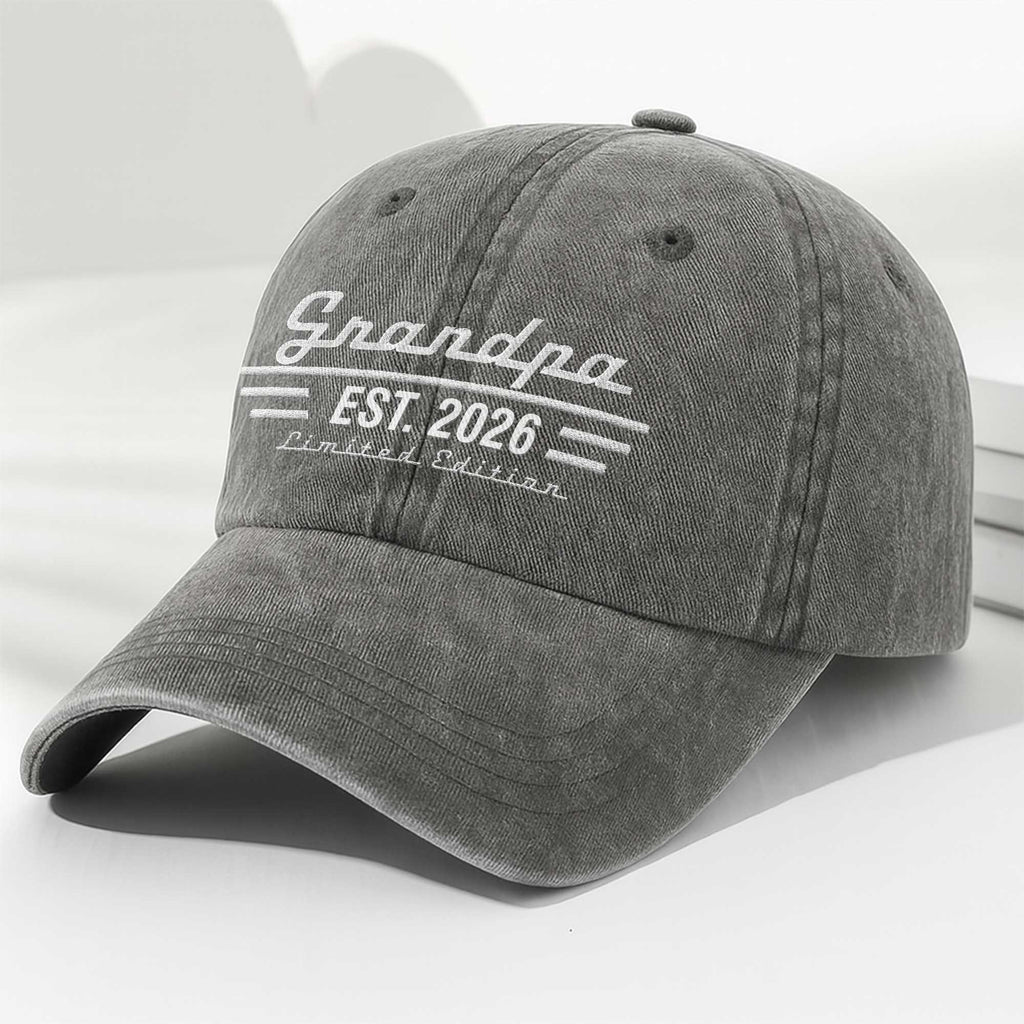 Personalized Washed Denim Cap Custom Year Gift for Grandpa Washed Denim Cap GradoCreations