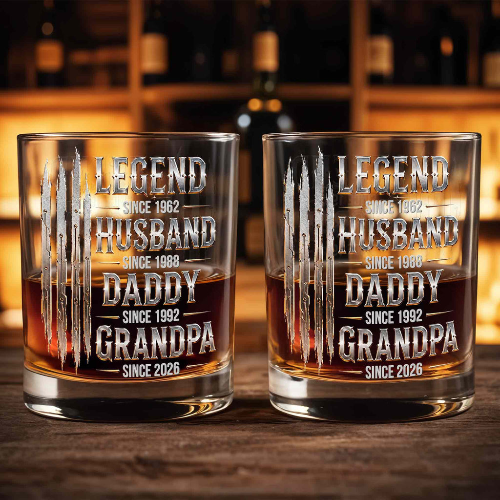 Personalized Custom Whiskey Glass Gift for Dad Grandpa with Dates Whiskey Glass GradoCreations