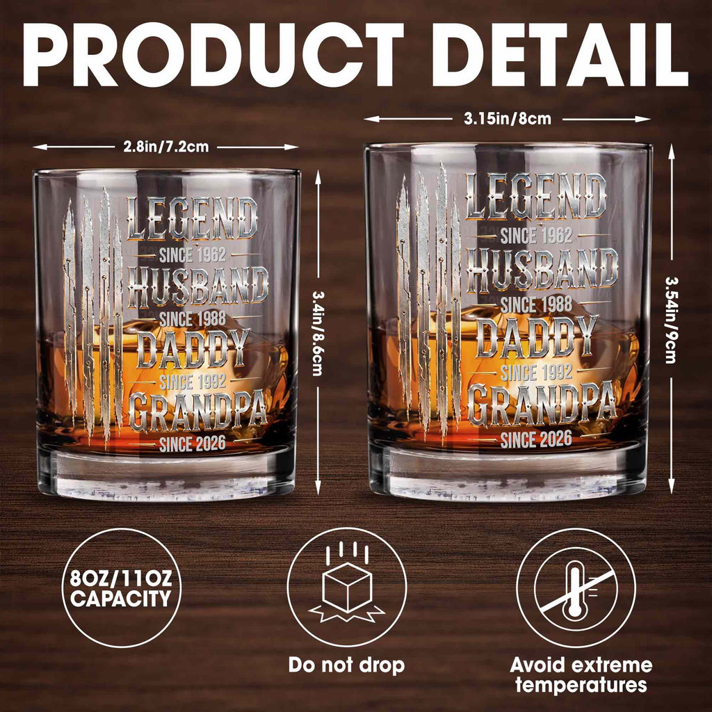 Personalized Custom Whiskey Glass Gift for Dad Grandpa with Dates Whiskey Glass GradoCreations
