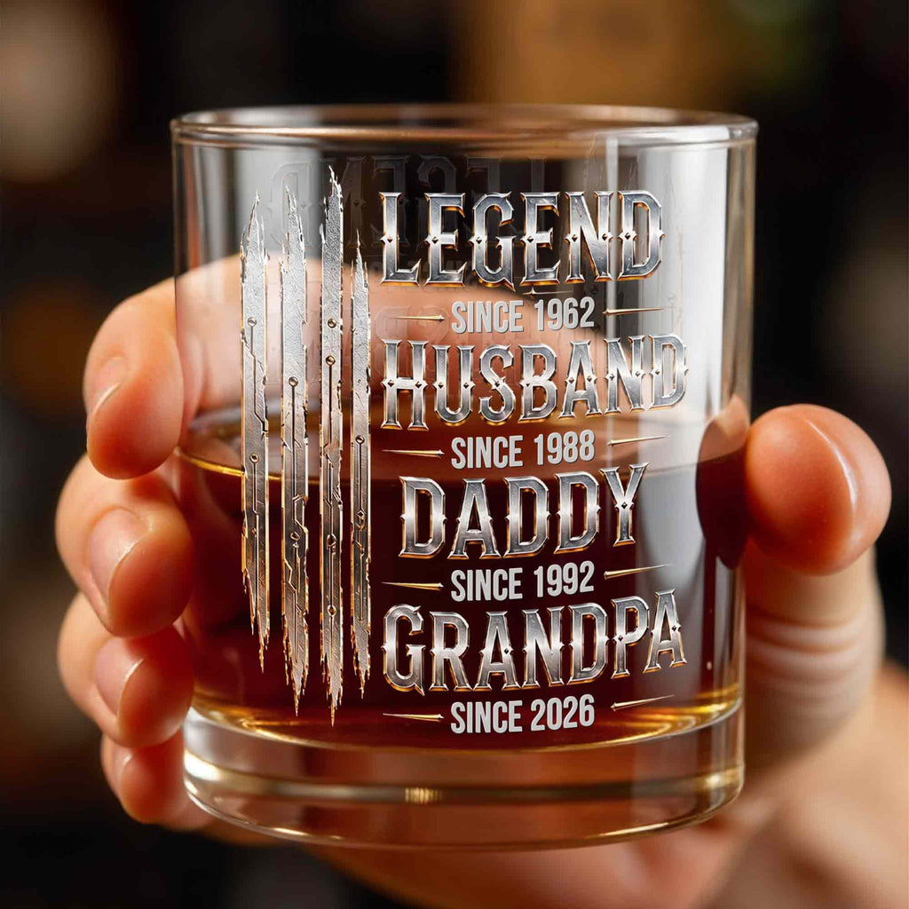 Personalized Custom Whiskey Glass Gift for Dad Grandpa with Dates Whiskey Glass GradoCreations