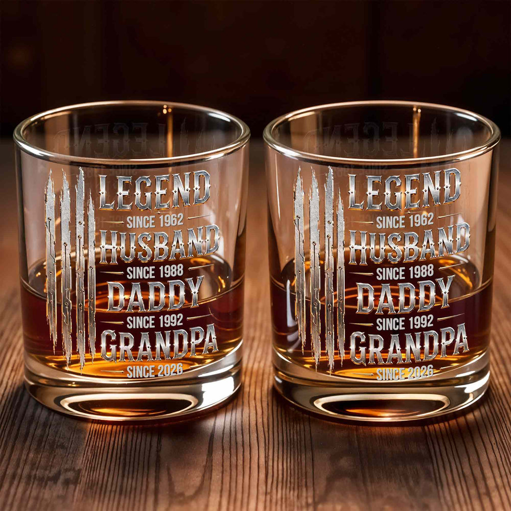 Personalized Custom Whiskey Glass Gift for Dad Grandpa with Dates Whiskey Glass GradoCreations