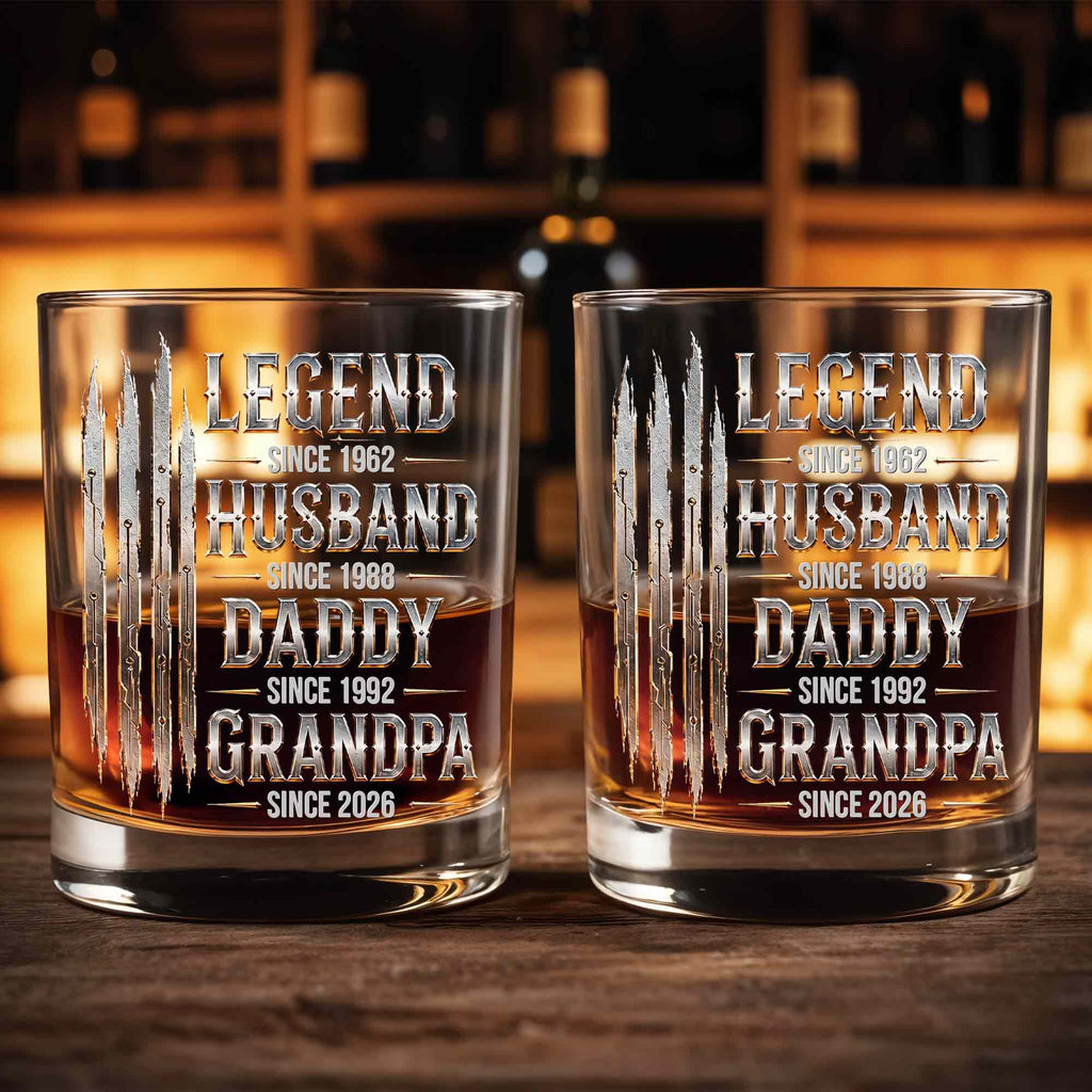 Personalized Custom Whiskey Glass Gift for Dad Grandpa with Dates Whiskey Glass GradoCreations
